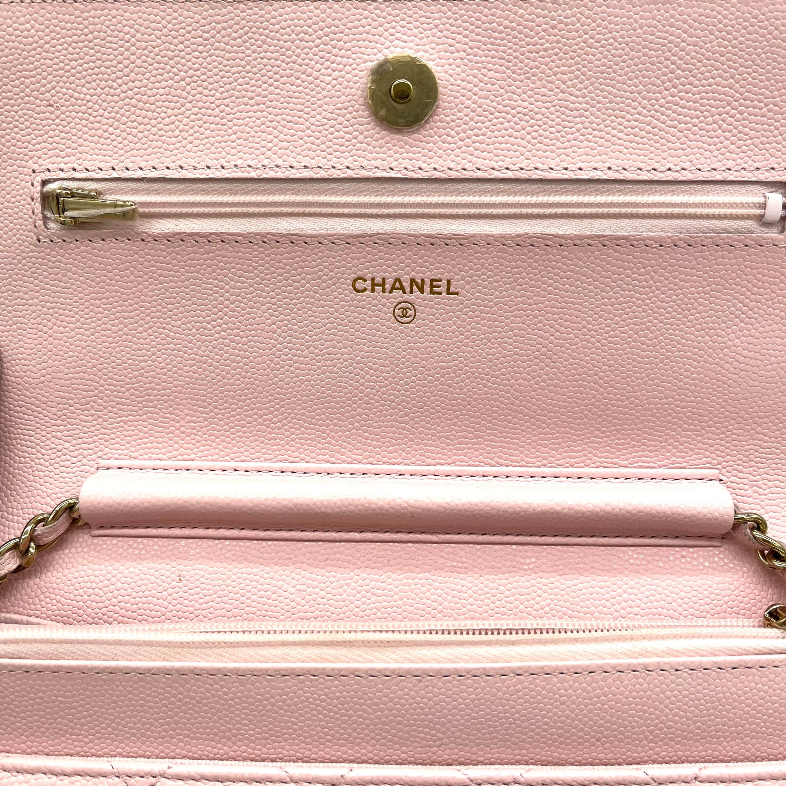 Chanel Caviar Quilted Wallet on Chain WOC Light Pink