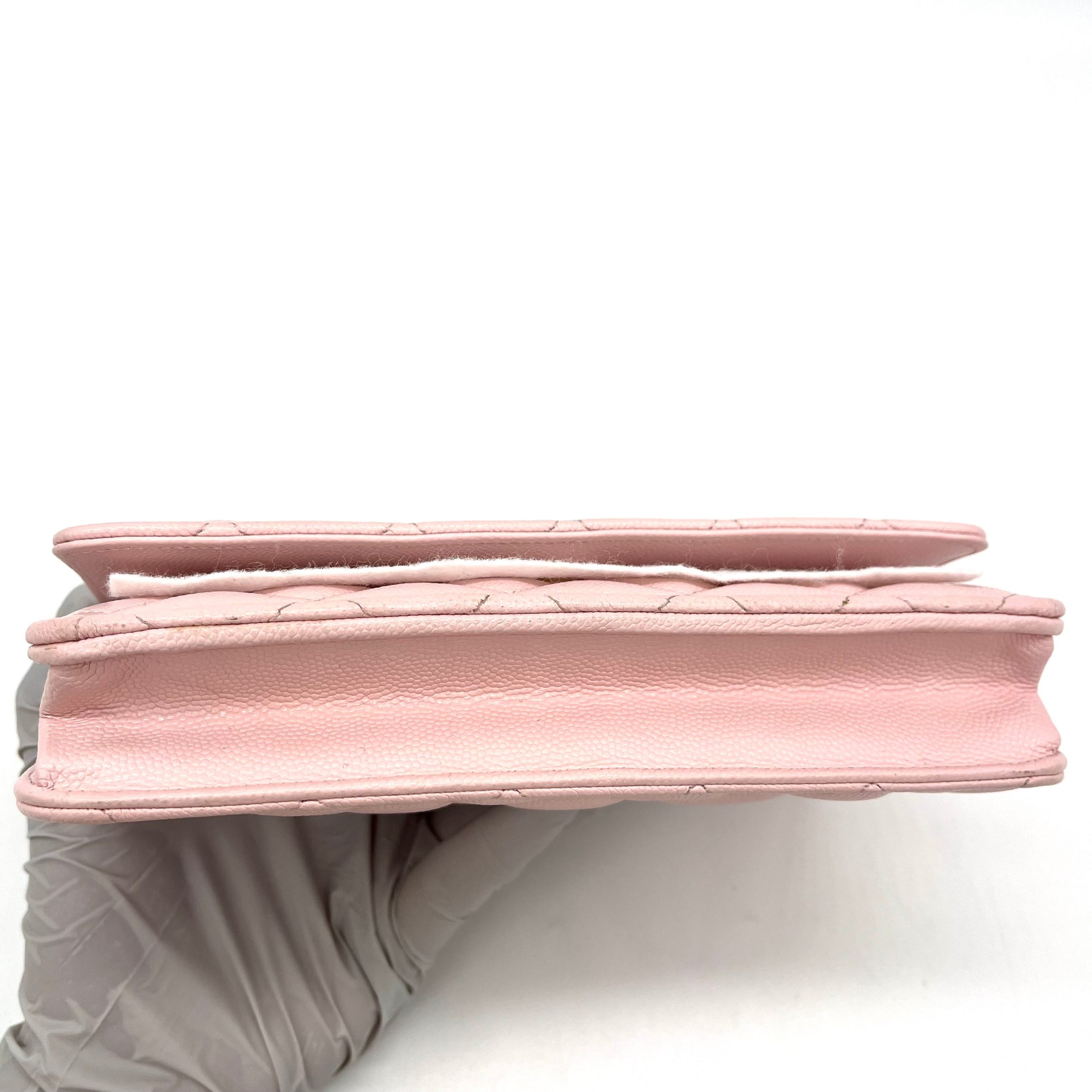 Chanel Caviar Quilted Wallet on Chain WOC Light Pink