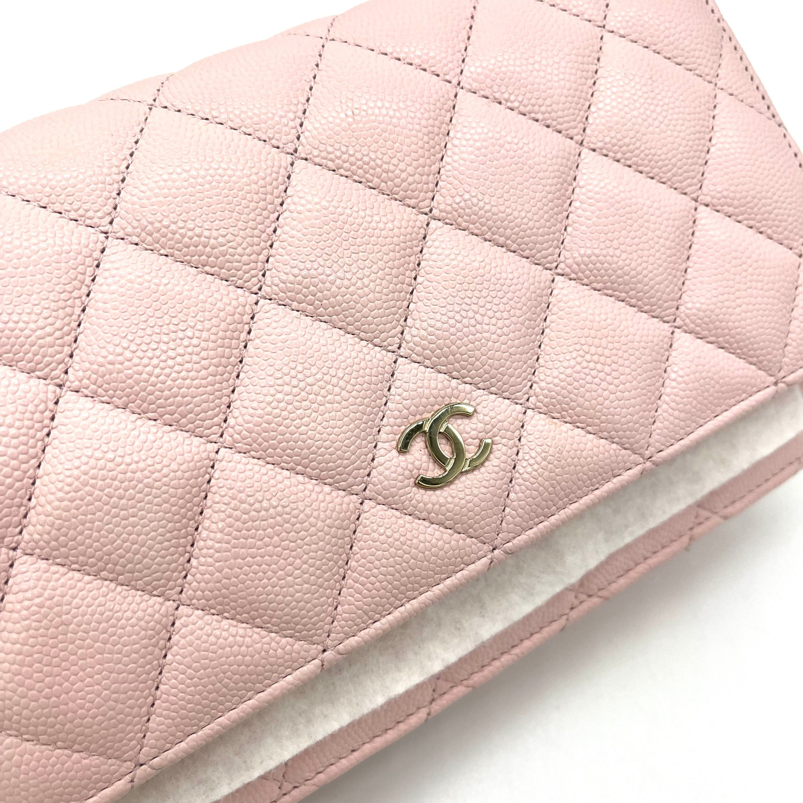 Chanel Caviar Quilted Wallet on Chain WOC Light Pink