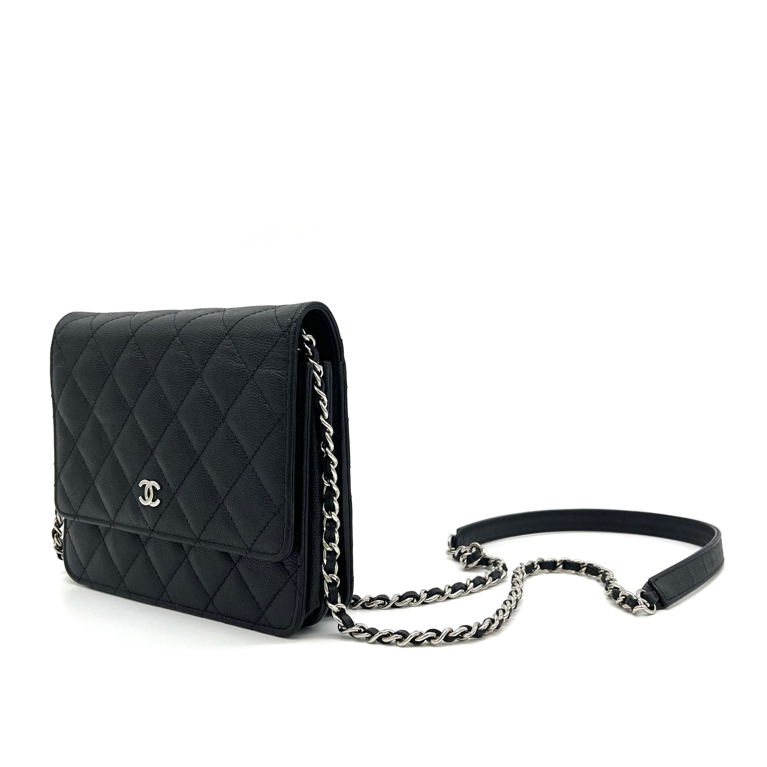 Chanel Caviar Quilted Square Wallet On Chain WOC Black 2018