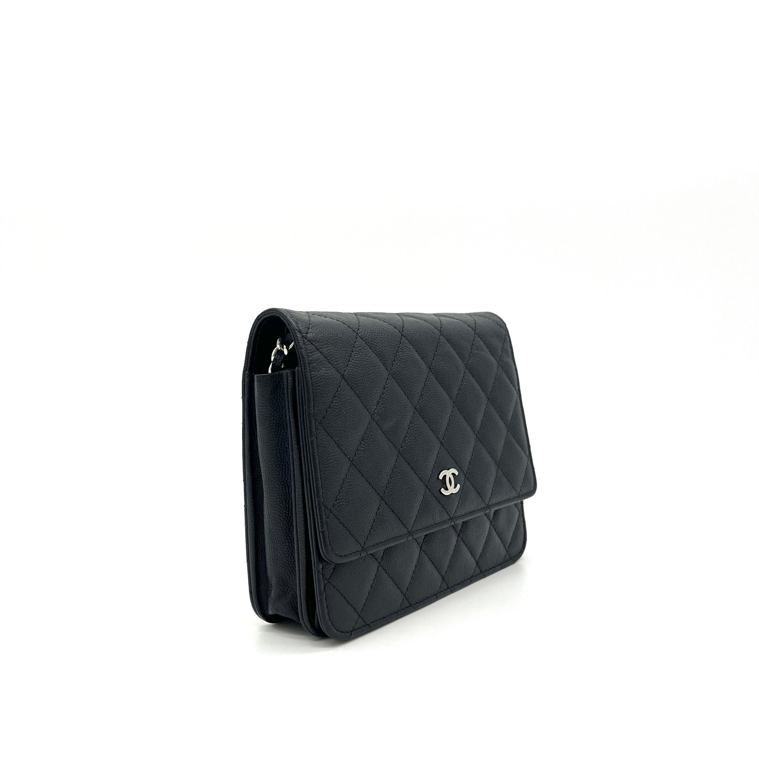 Chanel Caviar Quilted Square Wallet On Chain WOC Black 2018