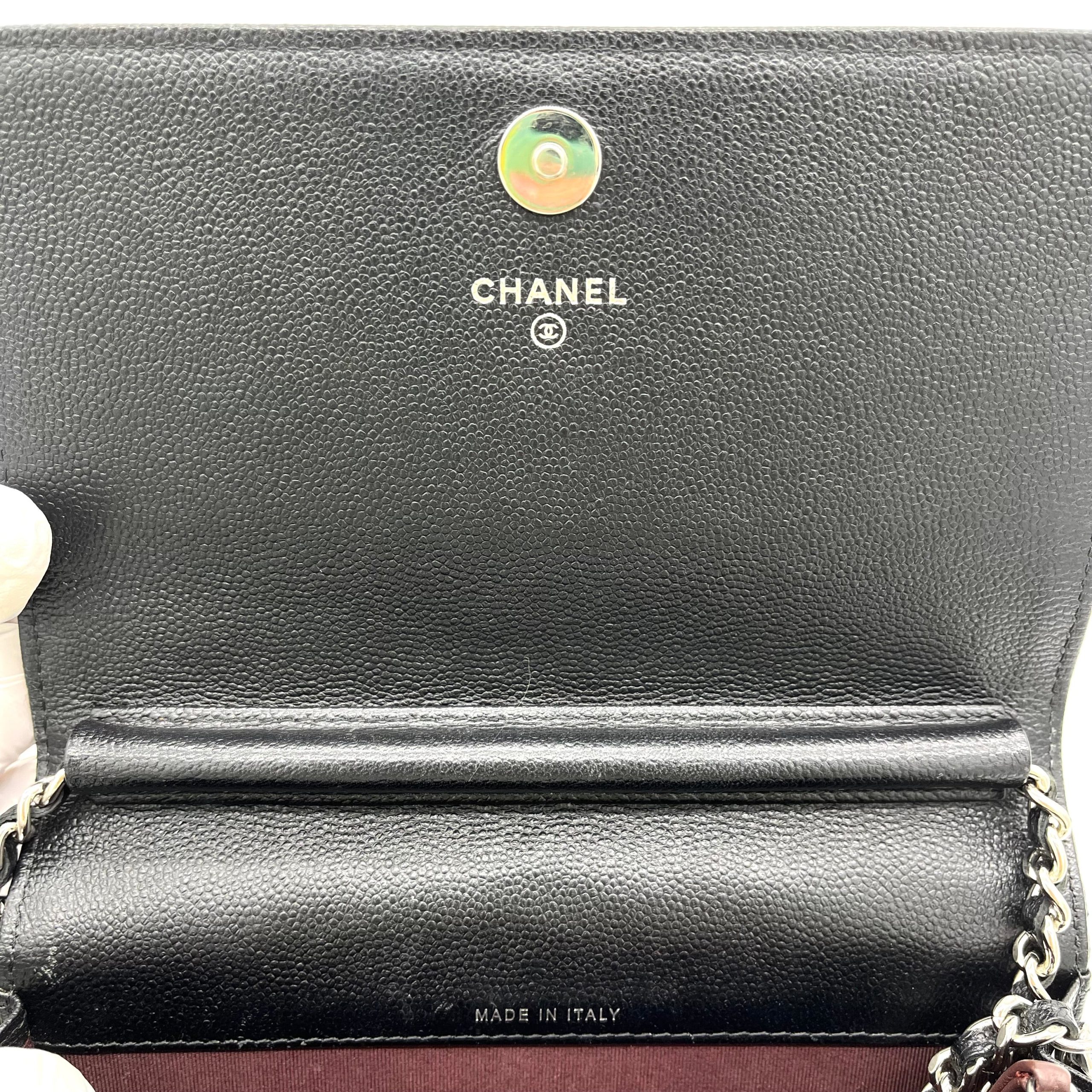 Chanel Caviar Quilted Square Wallet On Chain WOC Black 2018