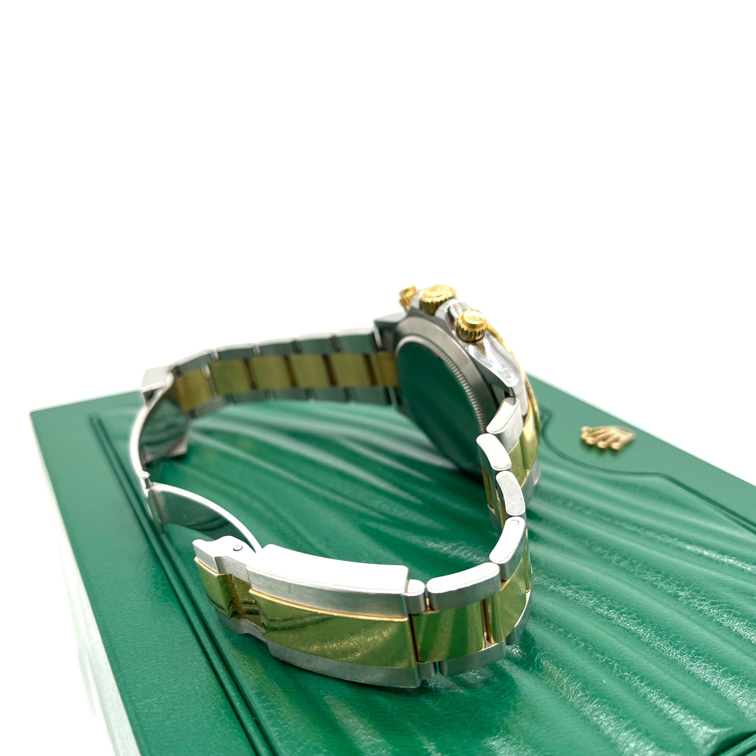 Rolex Daytona Two Tone Black Dial Mens Watch Box Papers