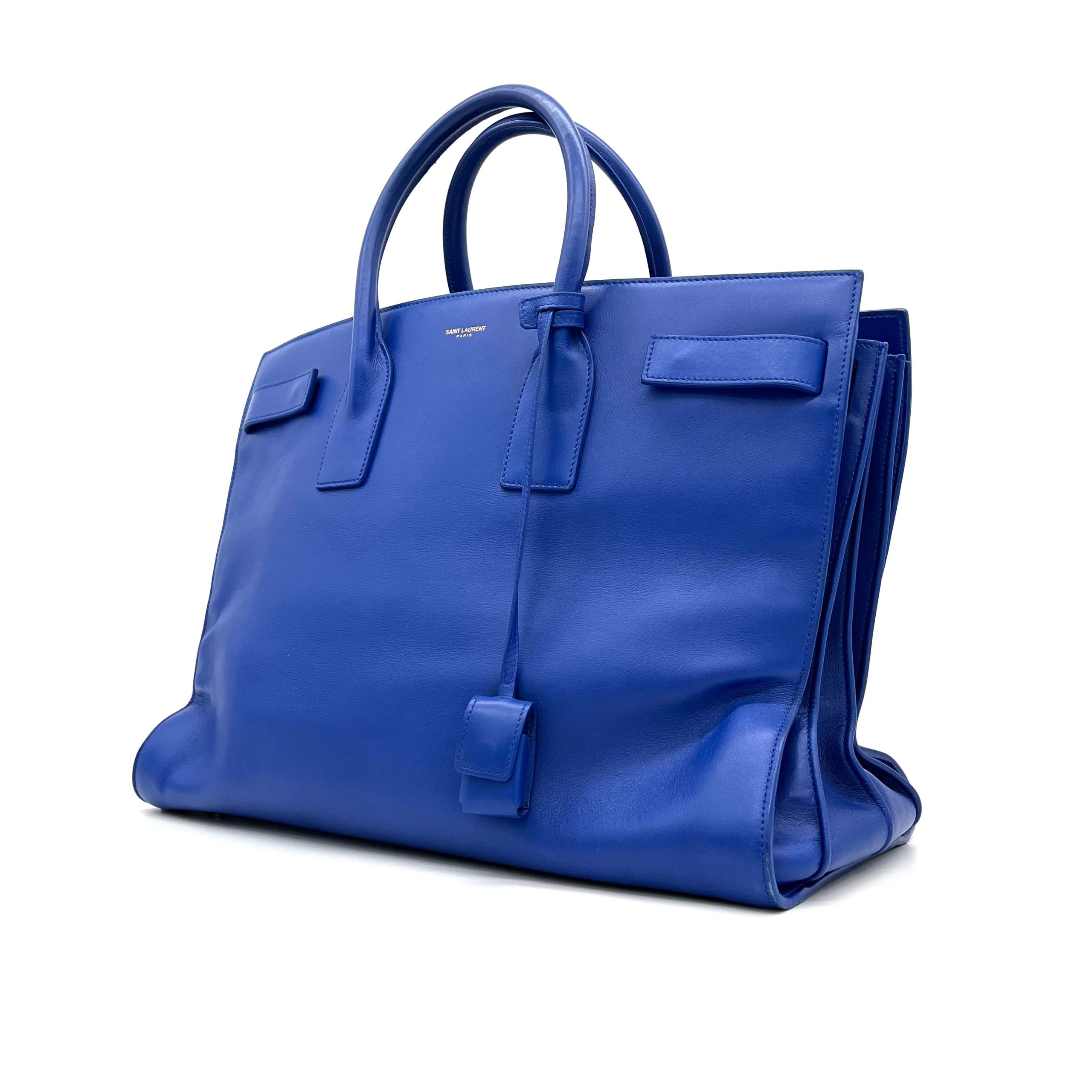 Saint Laurent Calfskin Large Sac de Jour Carryall Blue