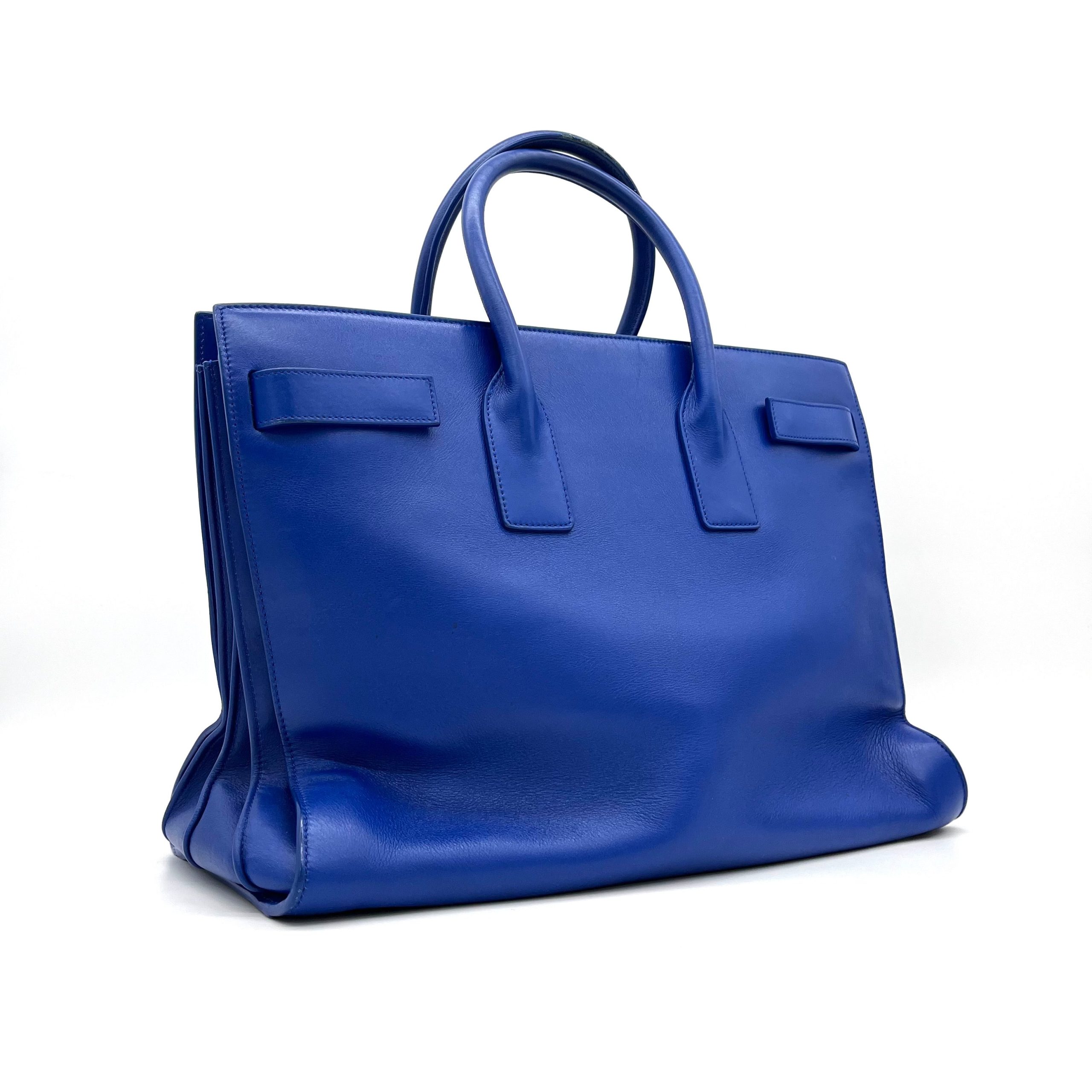 Saint Laurent Calfskin Large Sac de Jour Carryall Blue