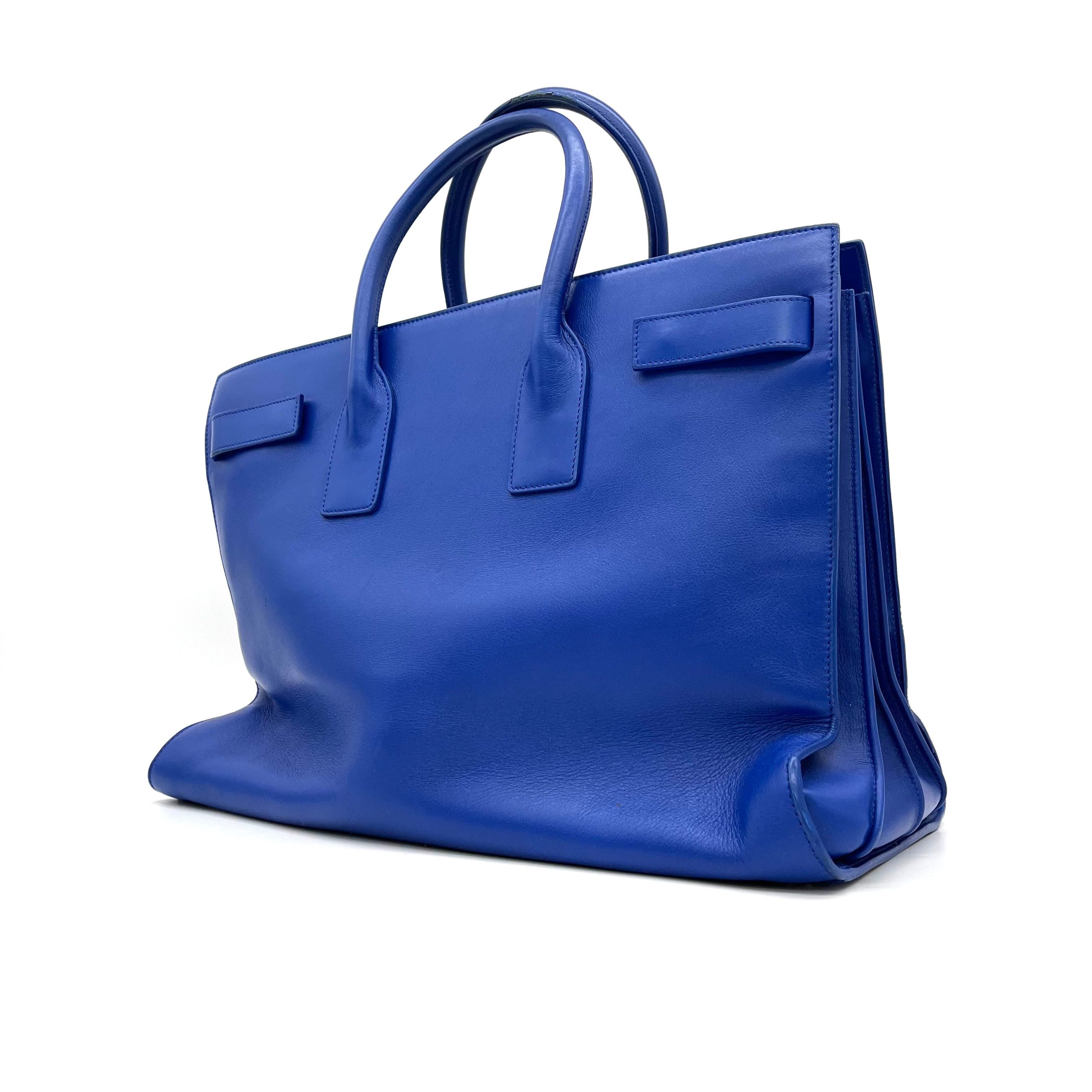 Saint Laurent Calfskin Large Sac de Jour Carryall Blue