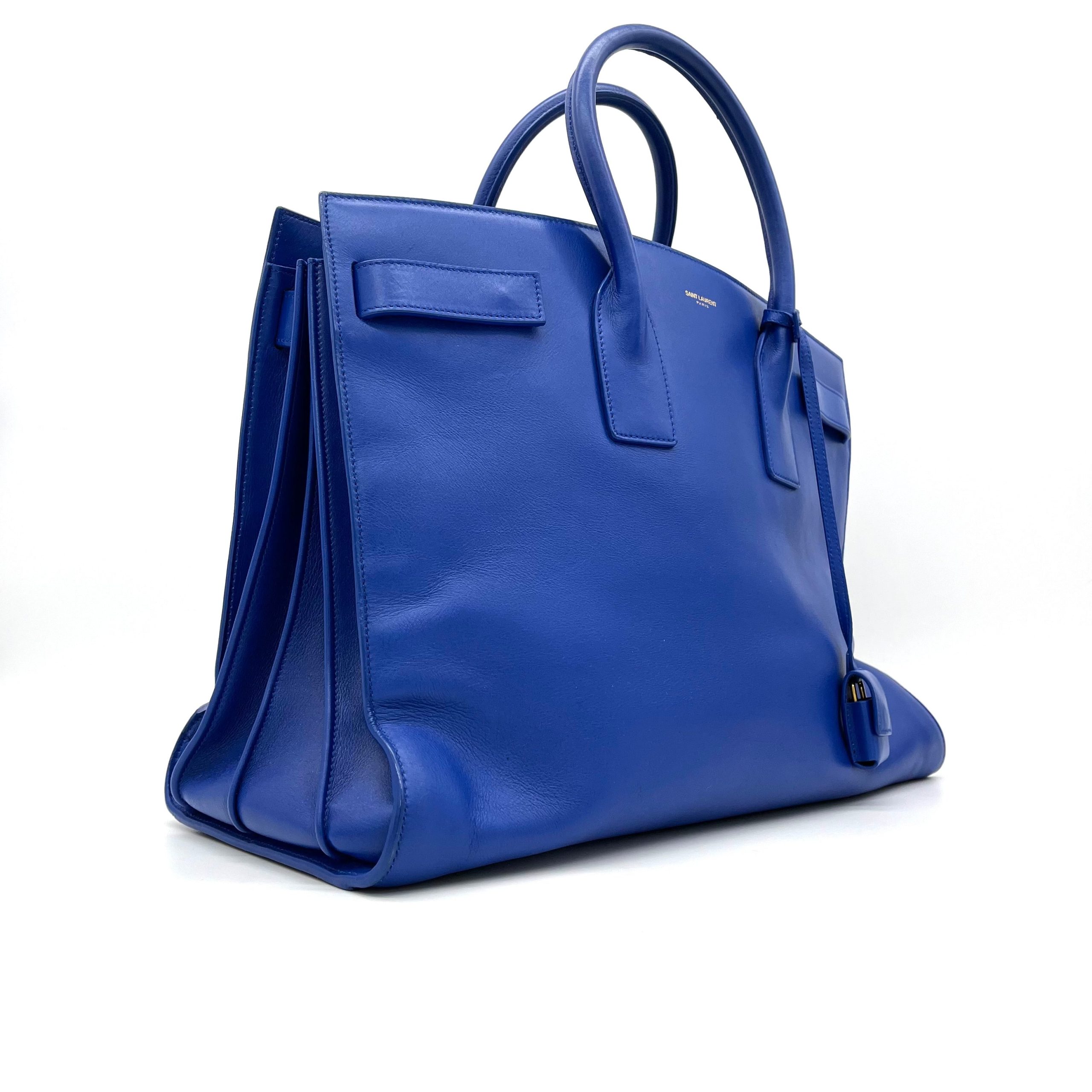 Saint Laurent Calfskin Large Sac de Jour Carryall Blue