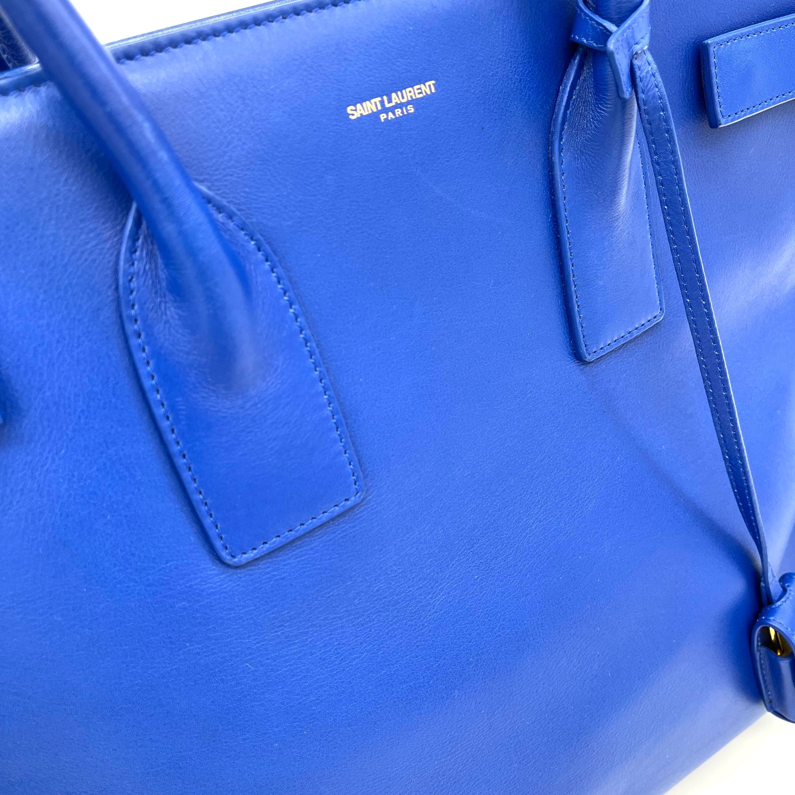 Saint Laurent Calfskin Large Sac de Jour Carryall Blue