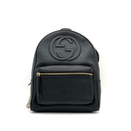 Gucci  Pebbled Calfskin Soho Chain Backpack Black