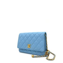 Chanel Lambskin Quilted Pearl Crush Mini Rectangular Flap Light Blue