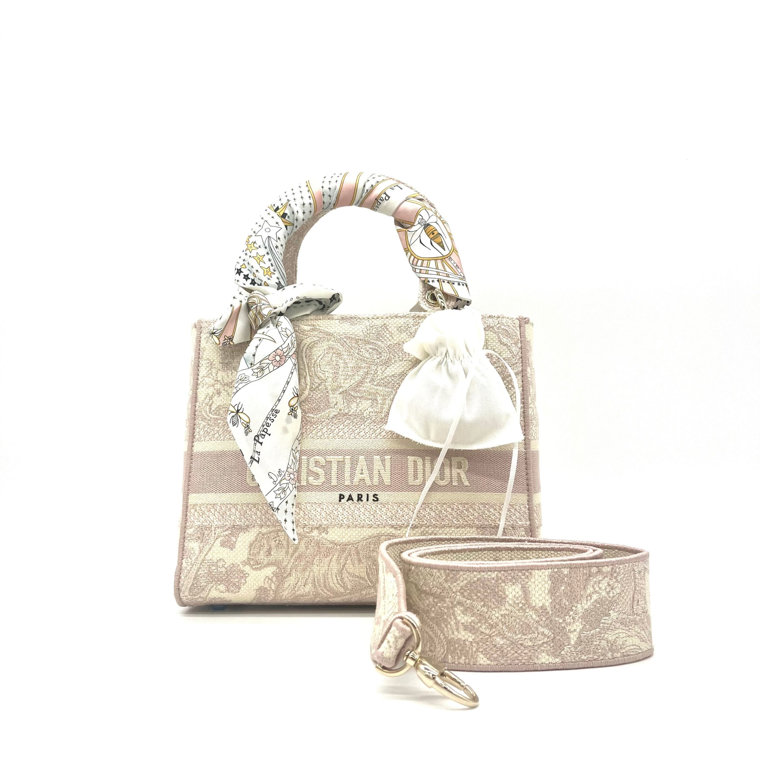 Christian Dior Canvas Toile De Jouy Reverse Embroidered Medium Lady D-Lite Rose