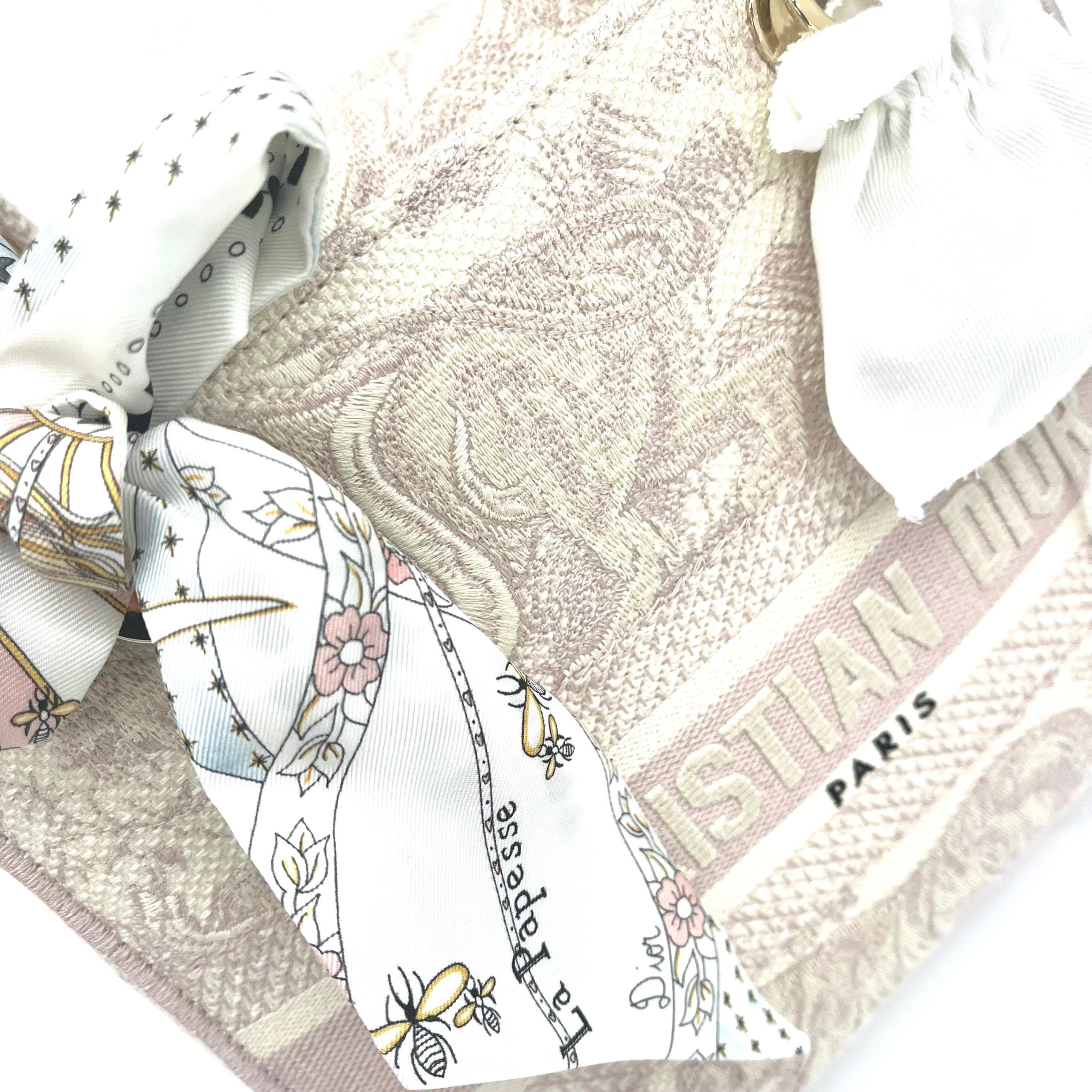 Christian Dior Canvas Toile De Jouy Reverse Embroidered Medium Lady D-Lite Rose