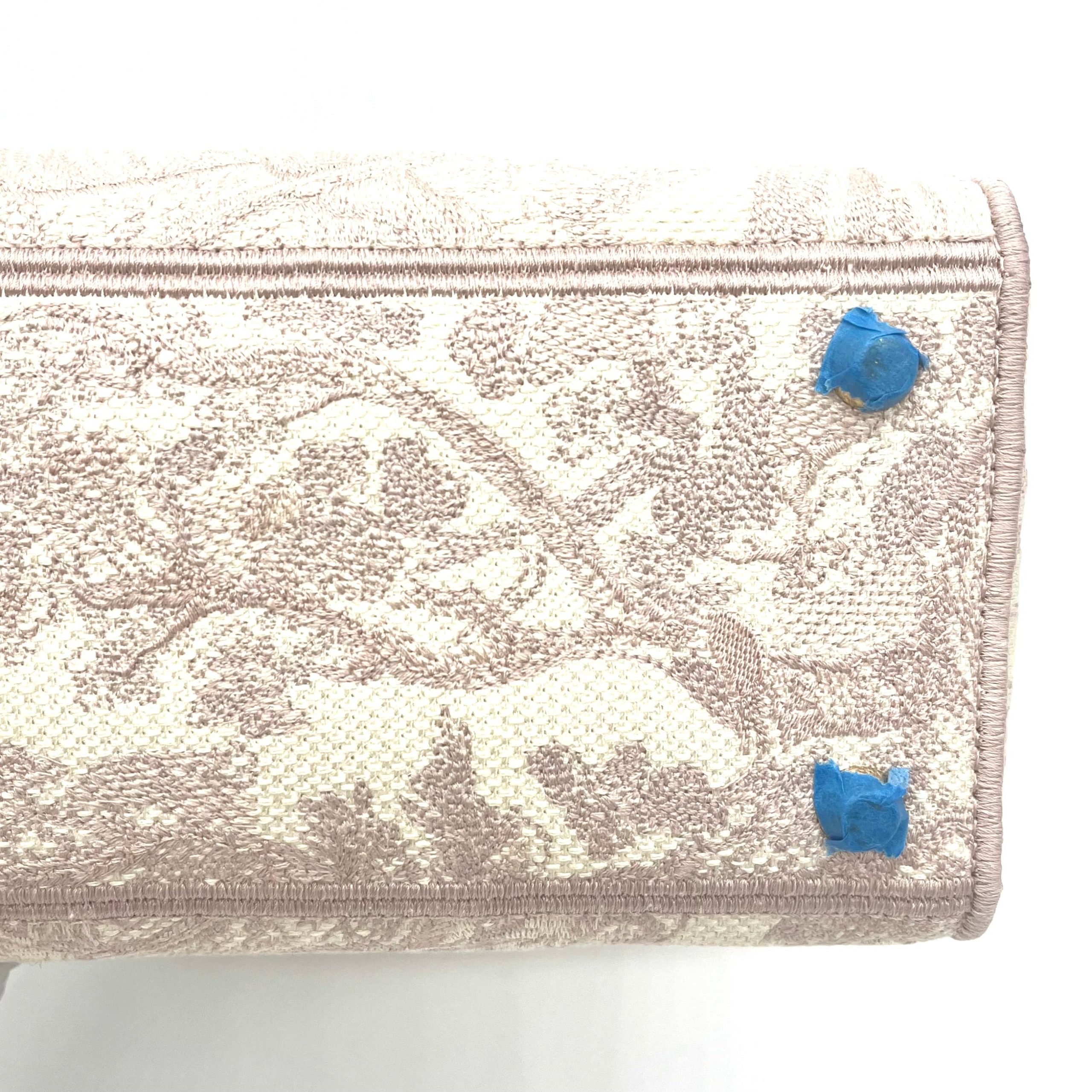 Christian Dior Canvas Toile De Jouy Reverse Embroidered Medium Lady D-Lite Rose