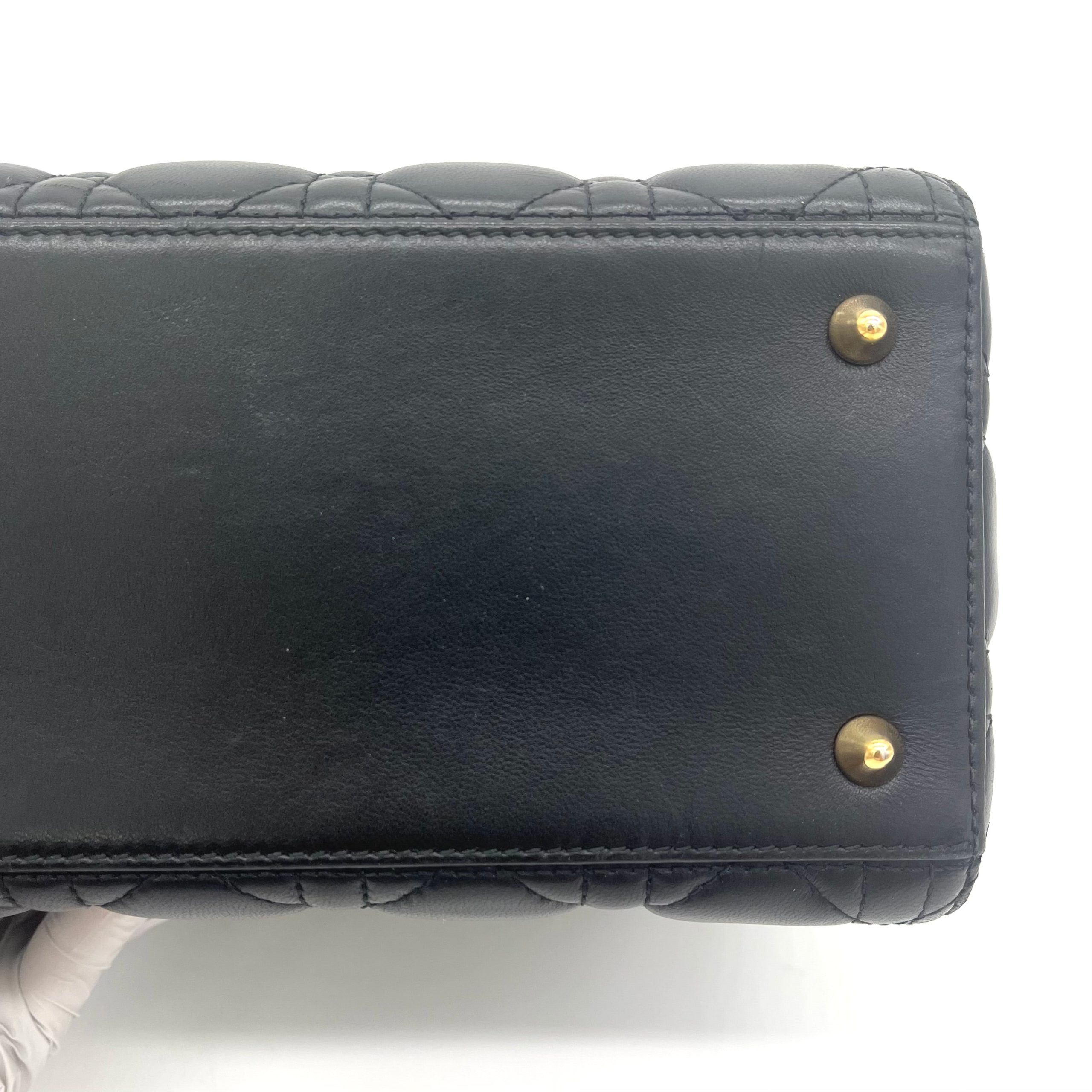 Christian Dior Lambskin Cannage Medium Lady Dior Black