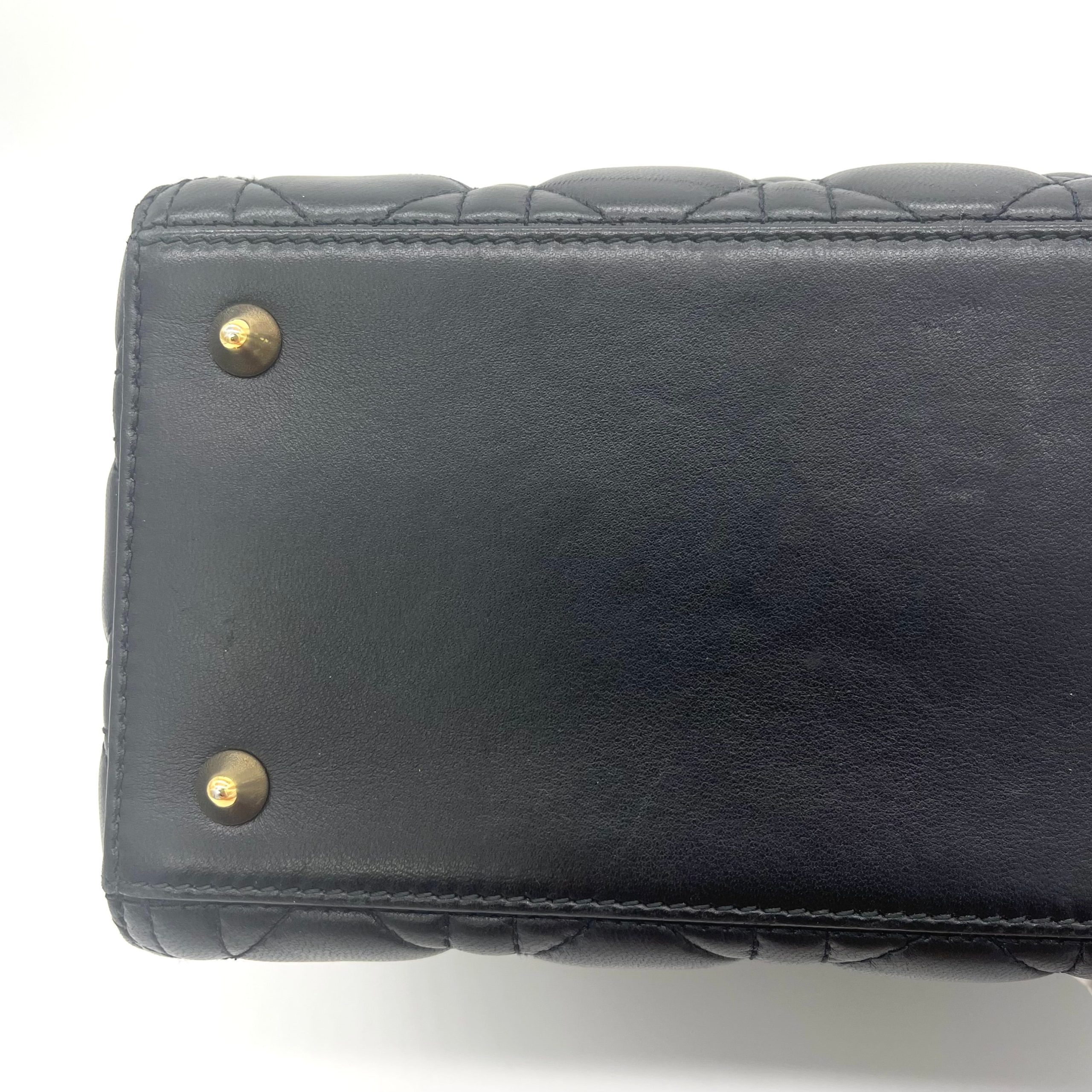 Christian Dior Lambskin Cannage Medium Lady Dior Black