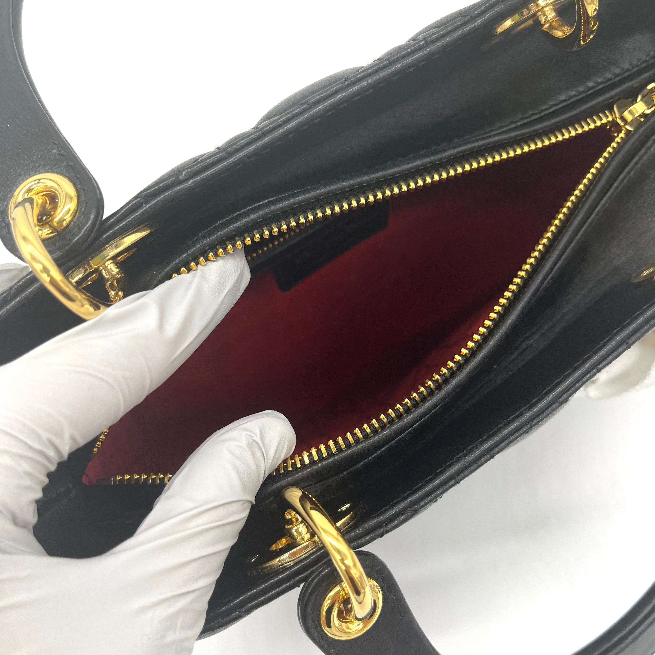 Christian Dior Lambskin Cannage Medium Lady Dior Black