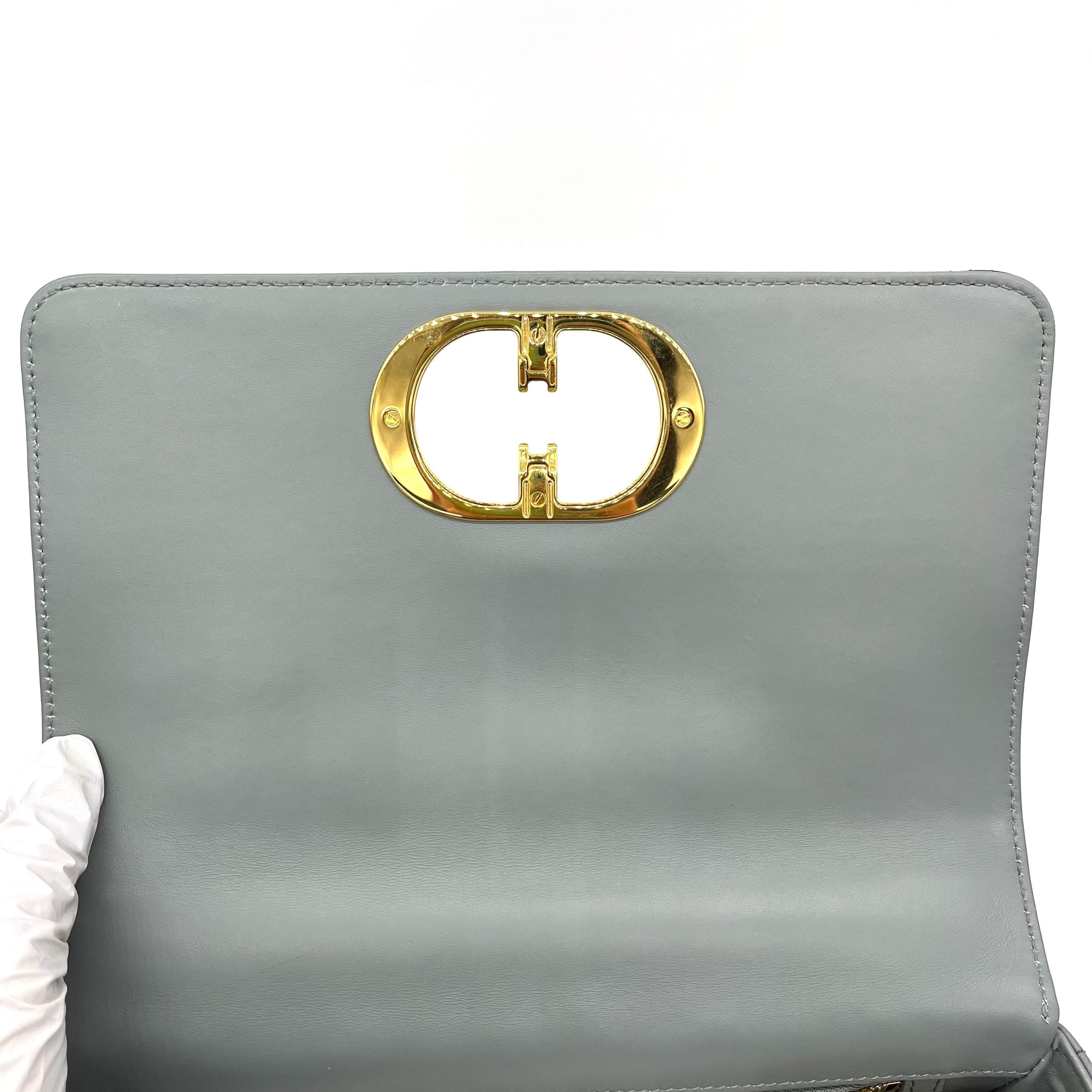 Christian Dior Lambskin Cannage Medium Caro Bag Grey Stone