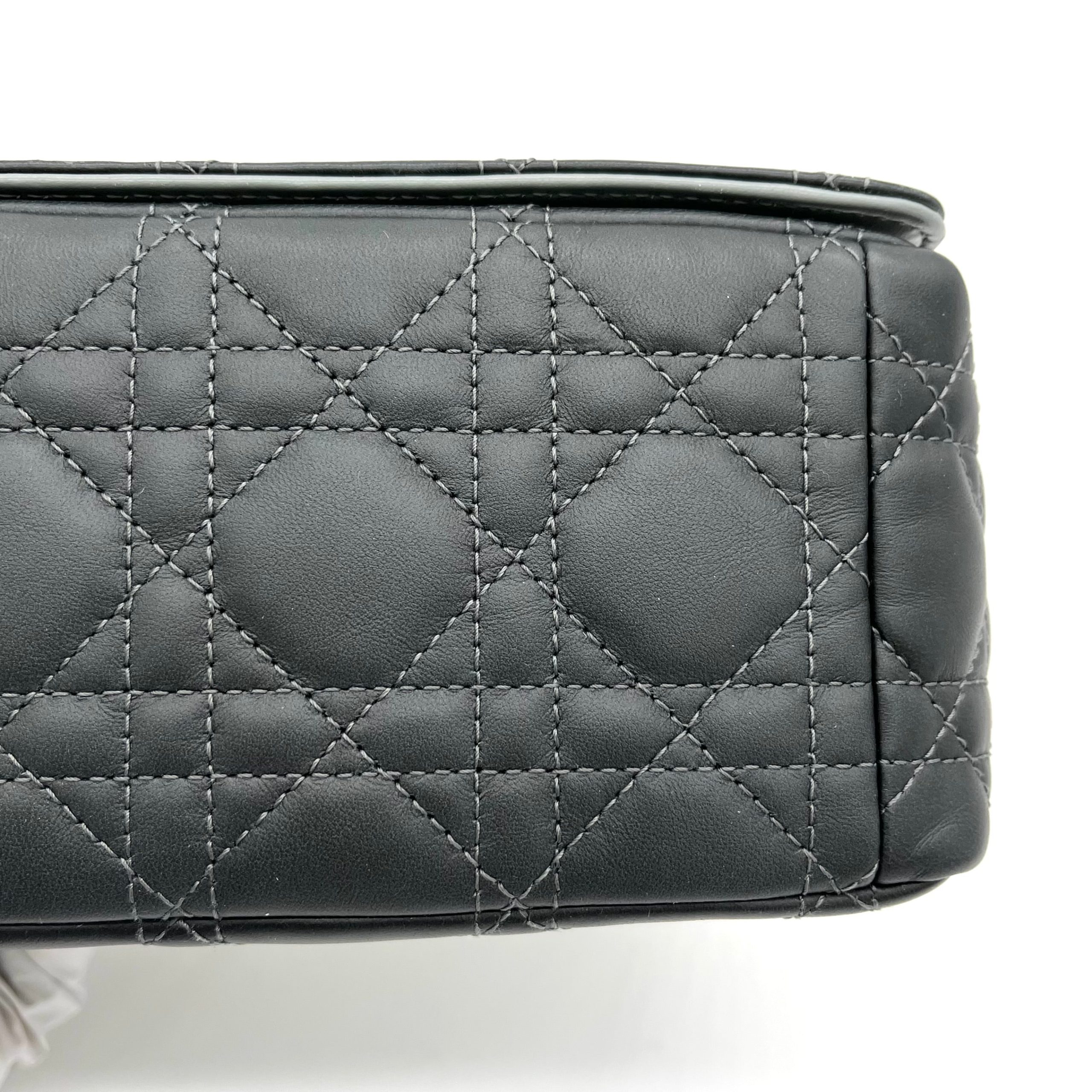 Christian Dior Lambskin Cannage Medium Caro Bag Grey Stone