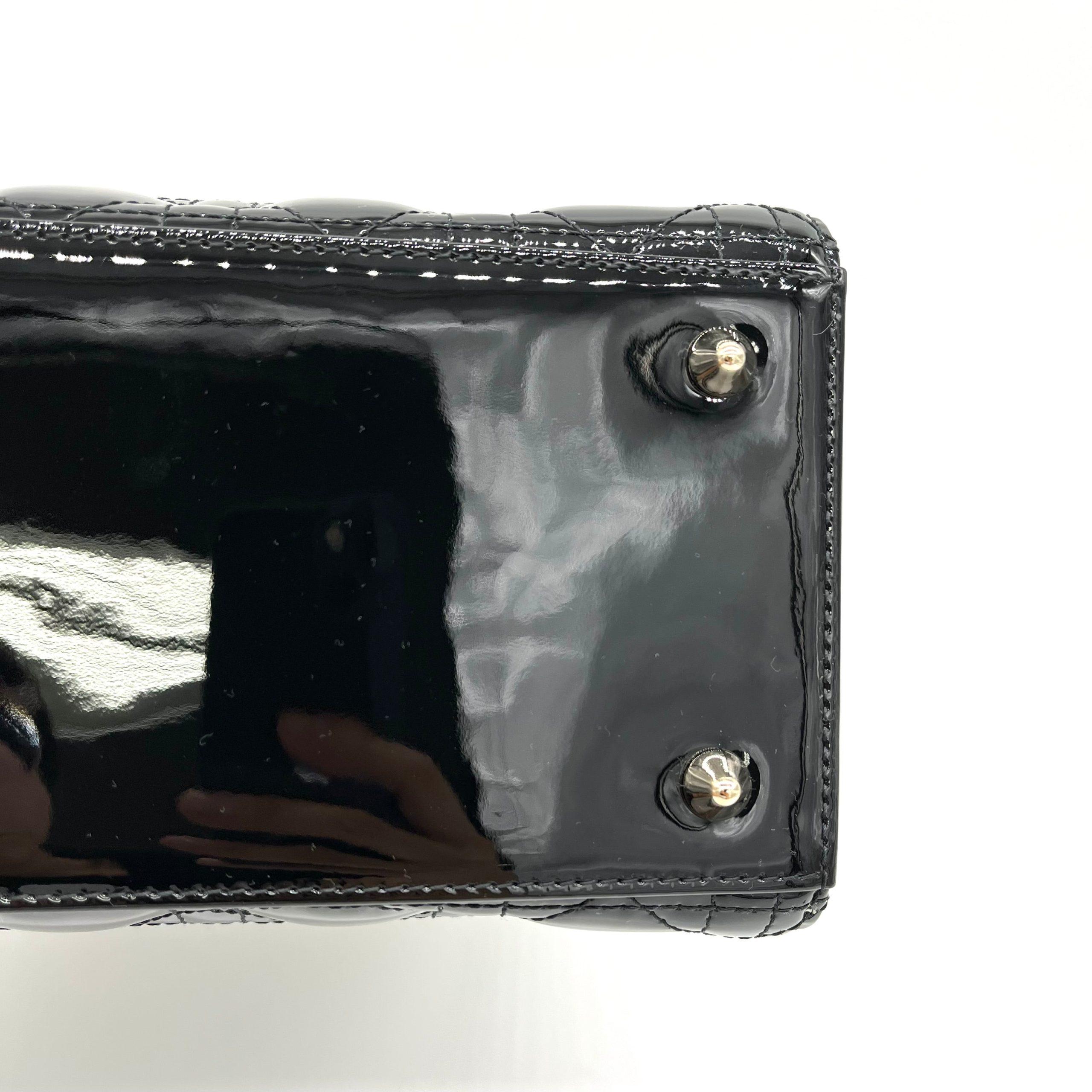 Christian Dior Patent Cannage Medium Lady Dior Black