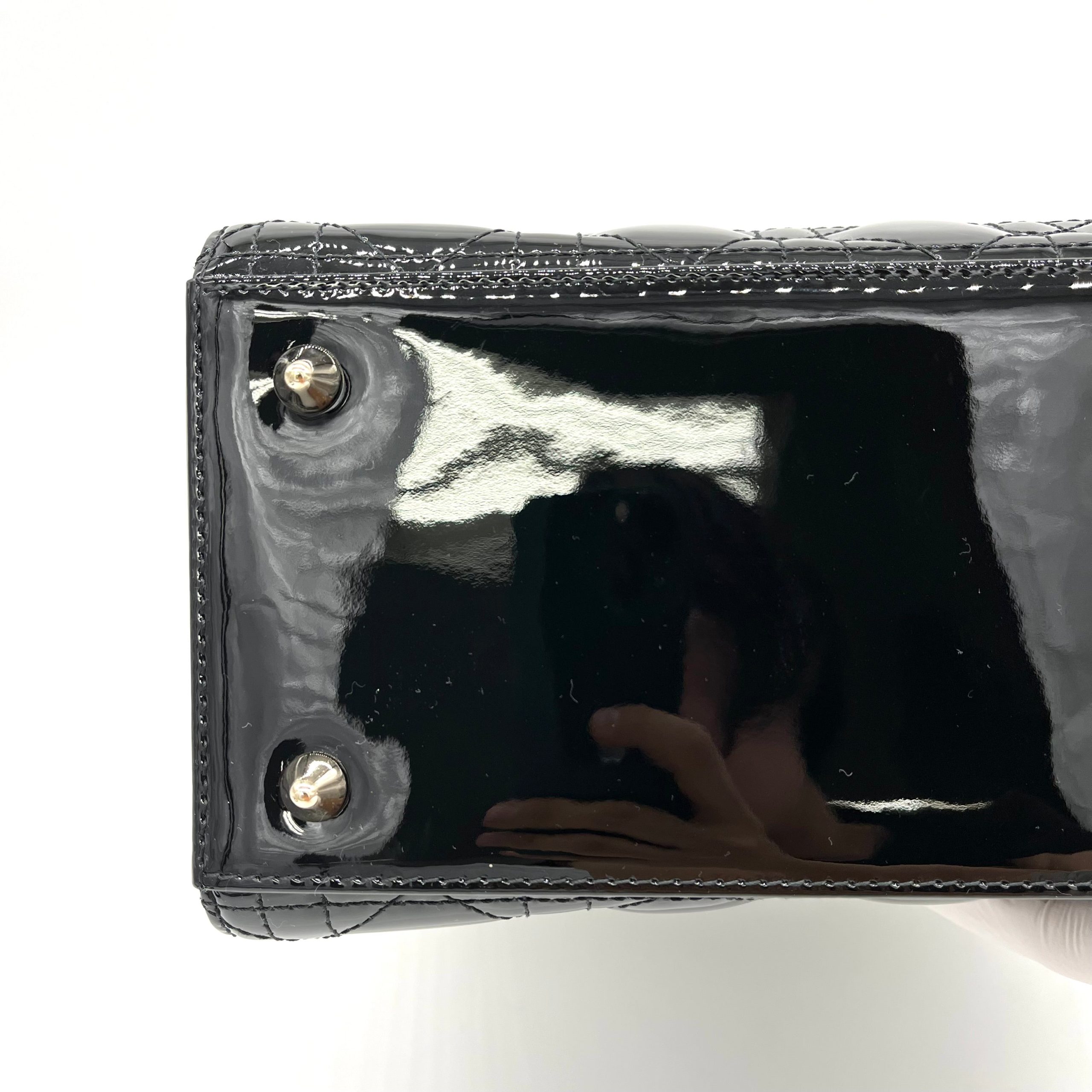 Christian Dior Patent Cannage Medium Lady Dior Black
