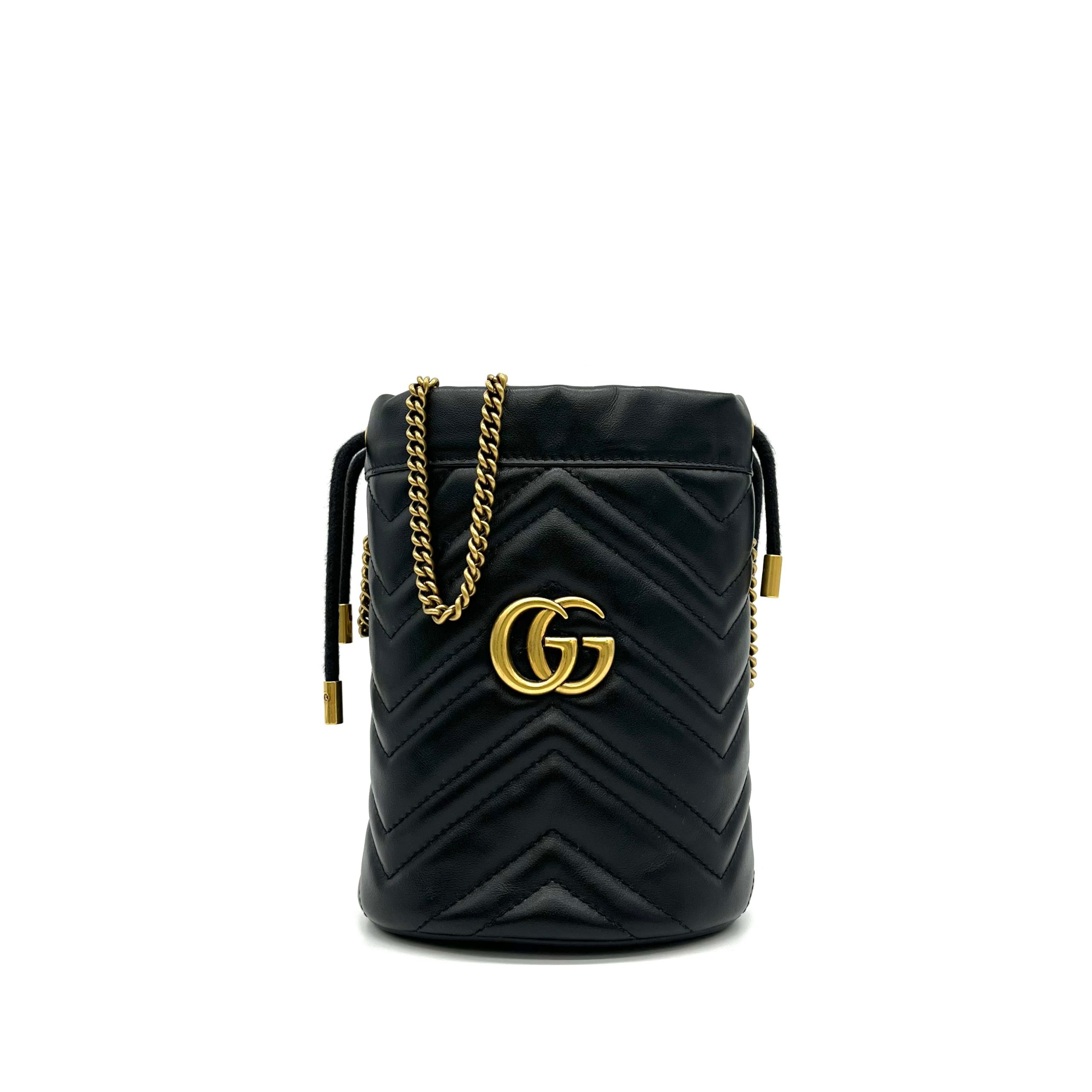 Gucci Calfskin Matelasse Mini GG Marmont 2.0 Bucket