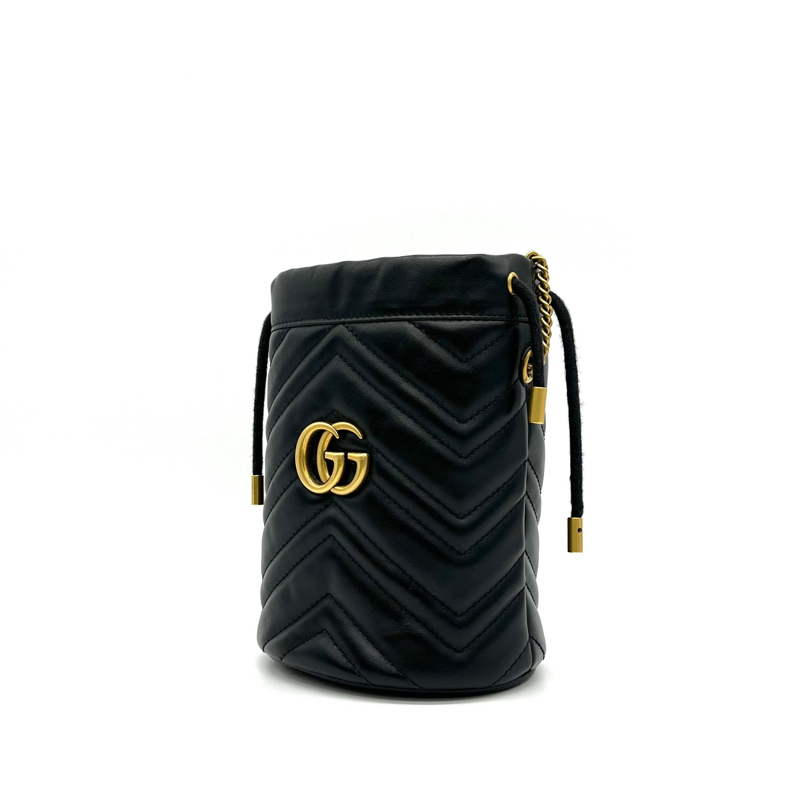 Gucci Calfskin Matelasse Mini GG Marmont 2.0 Bucket