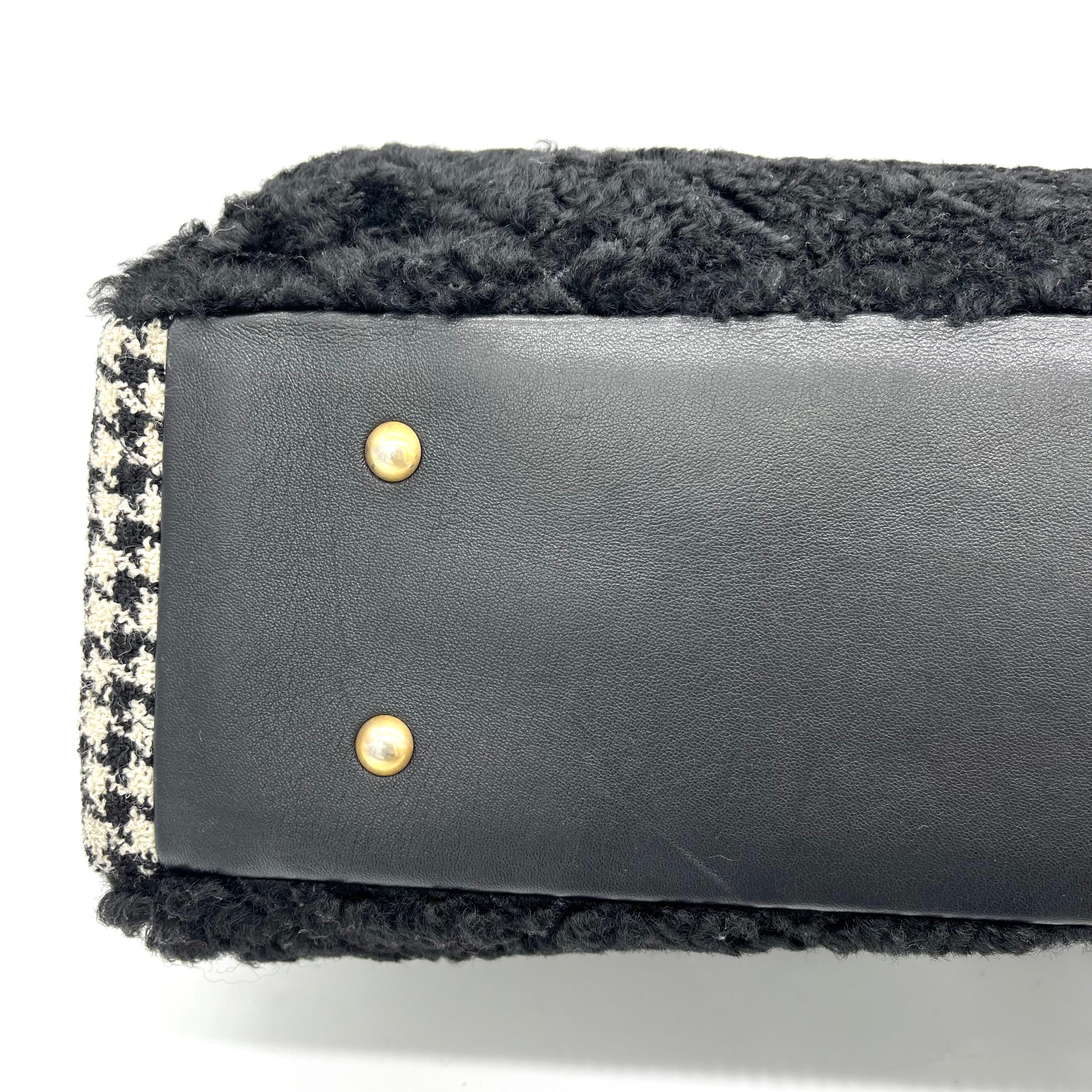 Chanel CC Chain Shopping Tote Quilted Shearling with Tweed Large 2020