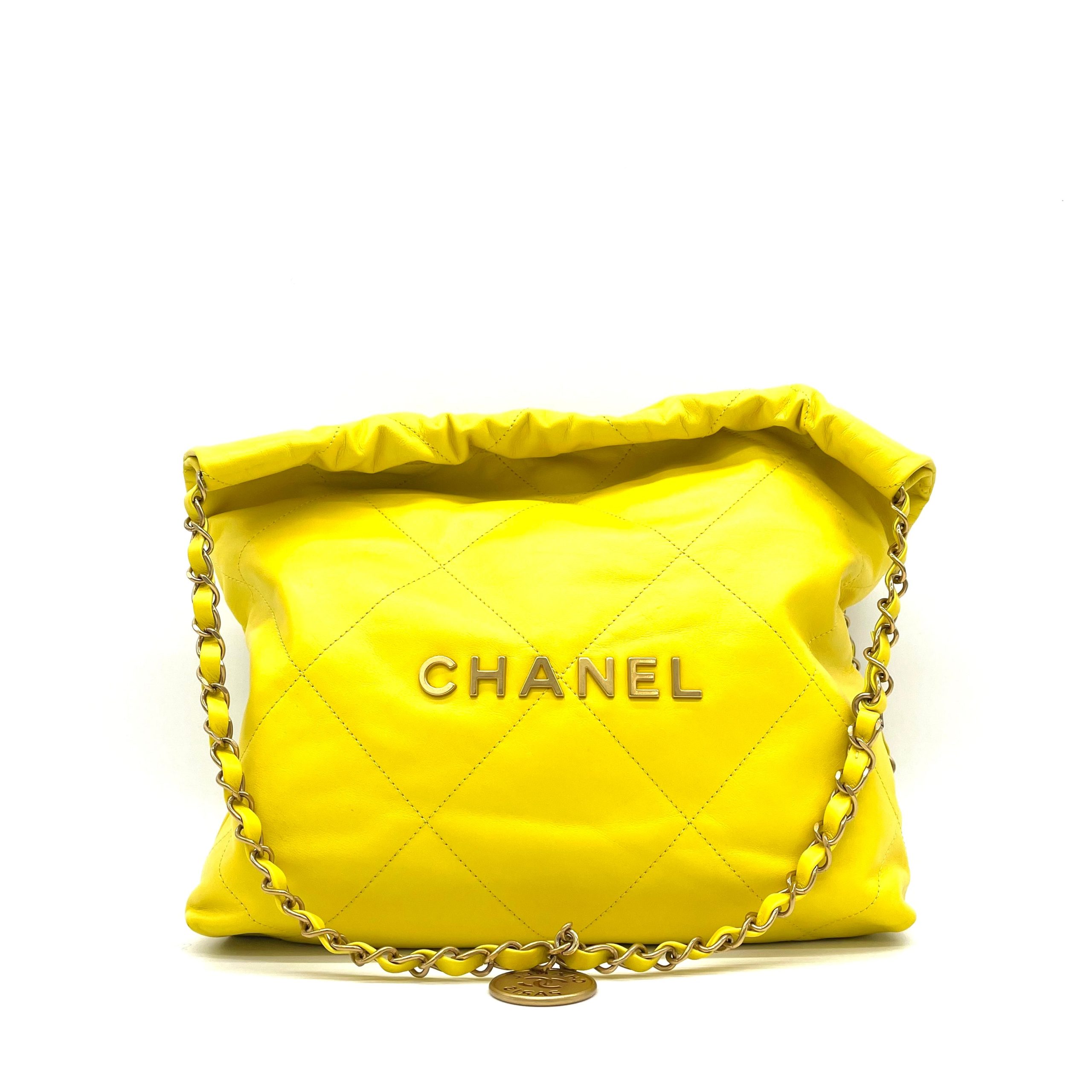 Chanel Shiny Calfskin Quilted Small Chanel 22 Yellow 2023