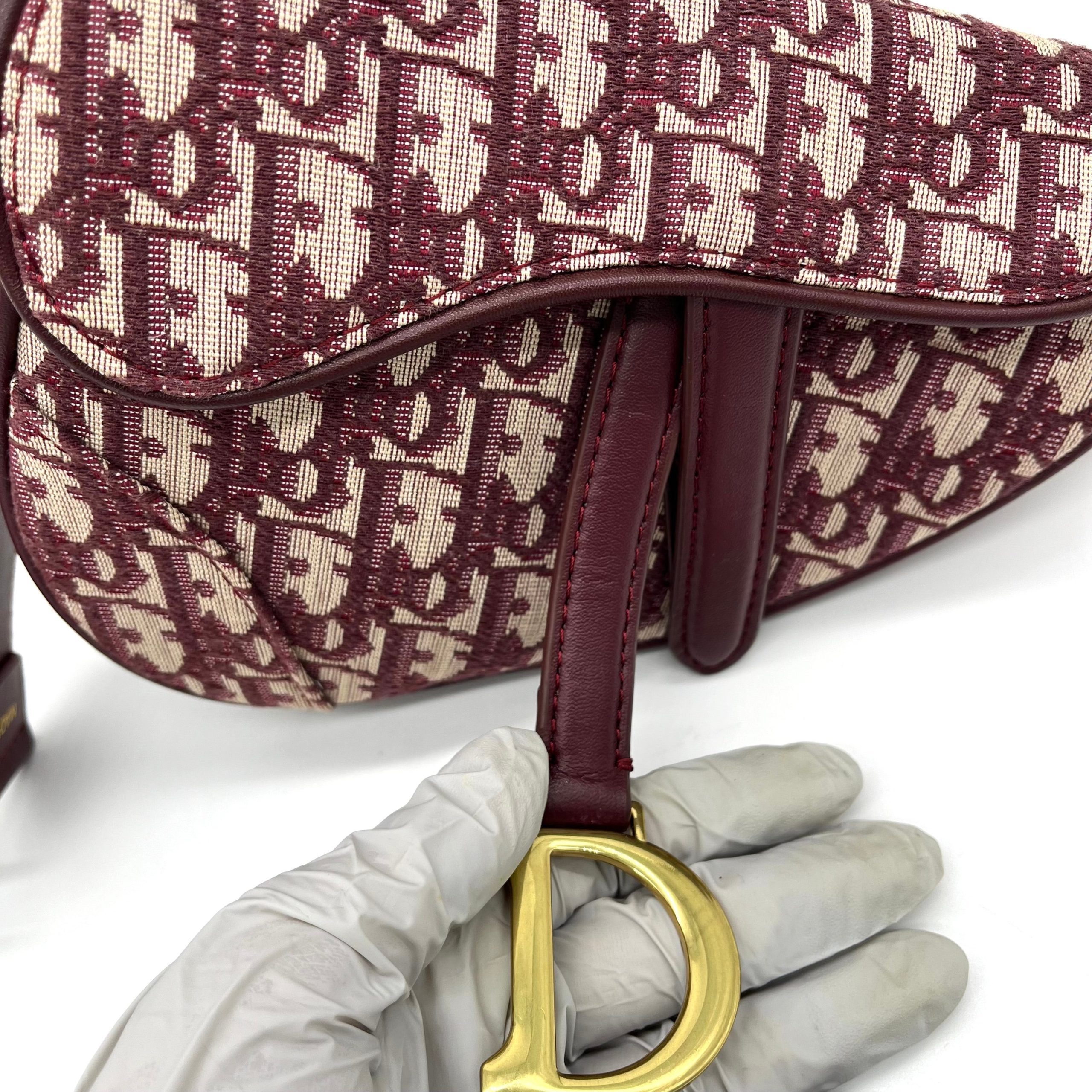 Christian Dior Oblique Mini Saddle Bag Bordeaux