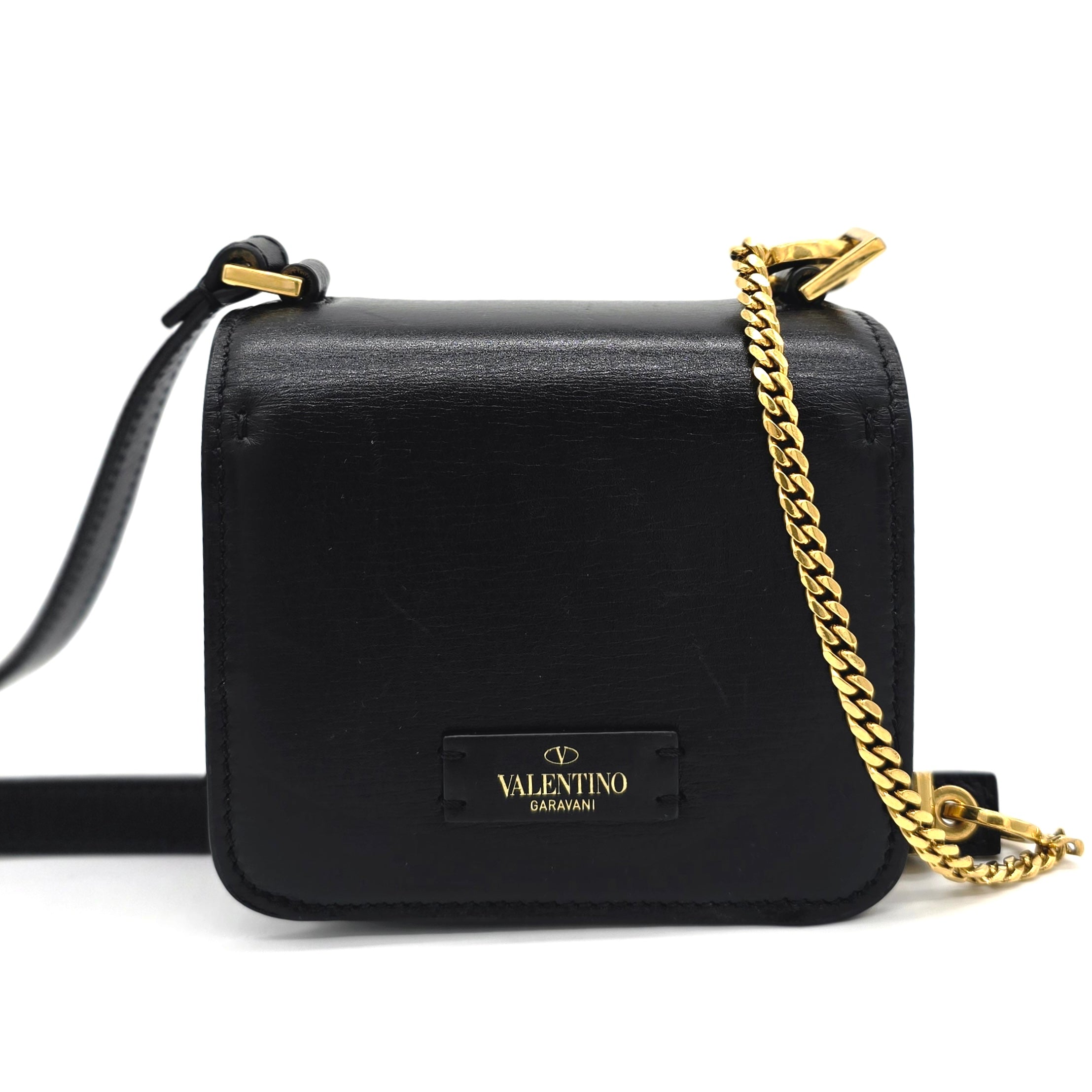 Valentino Garavani Smooth Calfskin Micro VSling Shoulder Bag Black