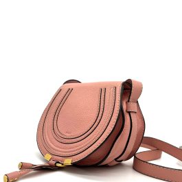 Chloe Calfskin Mini Marcie Round Crossbody Bag Peach Bloom