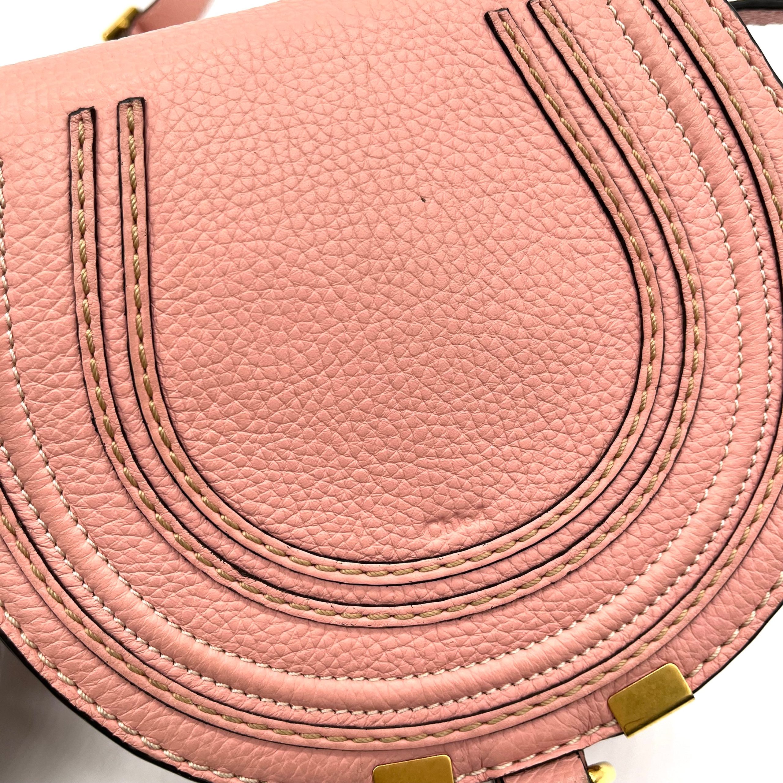Chloe Calfskin Mini Marcie Round Crossbody Bag Peach Bloom