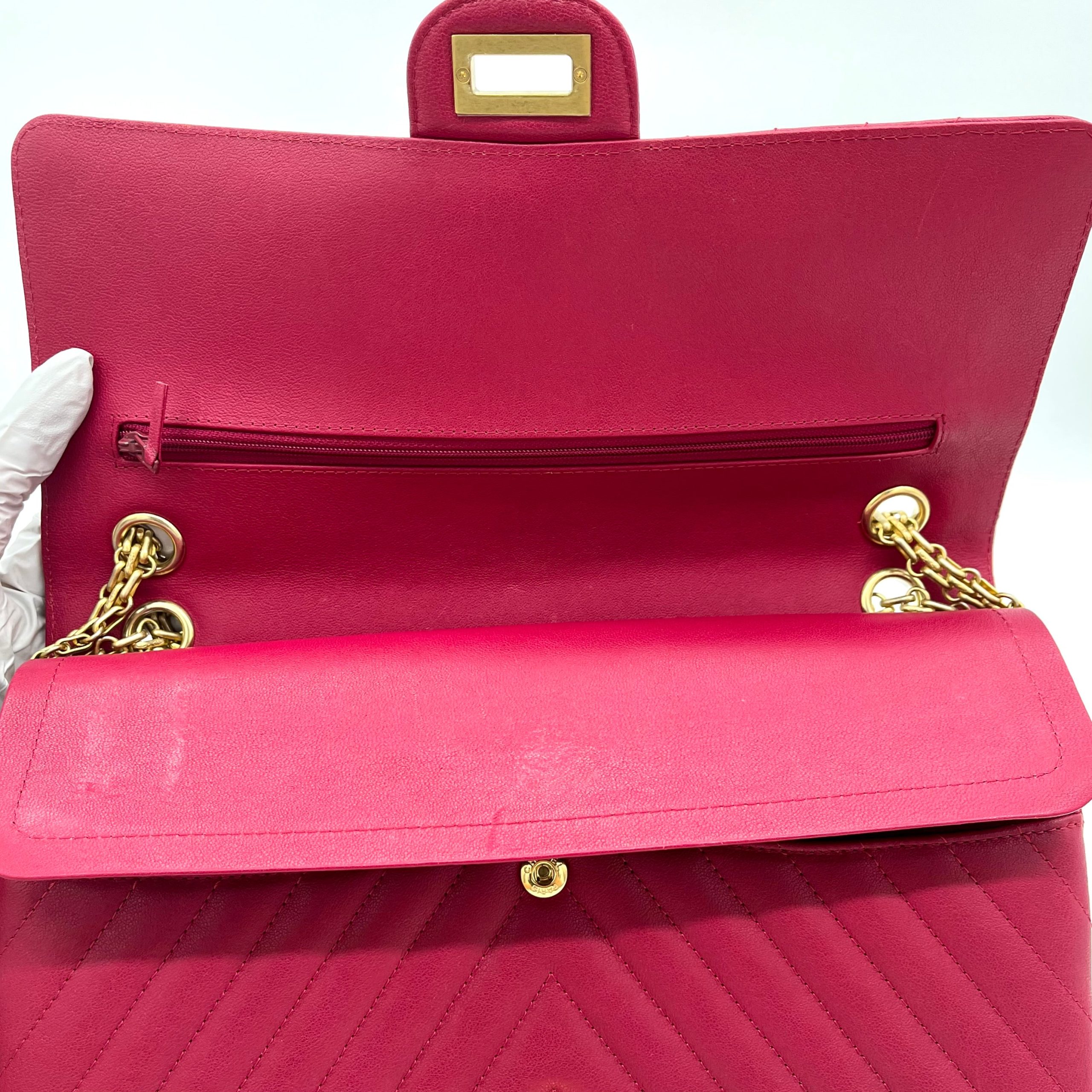 Chanel Sheepskin Chevron Quilted 2.55 Reissue 226 Flap Dark Pink 2017