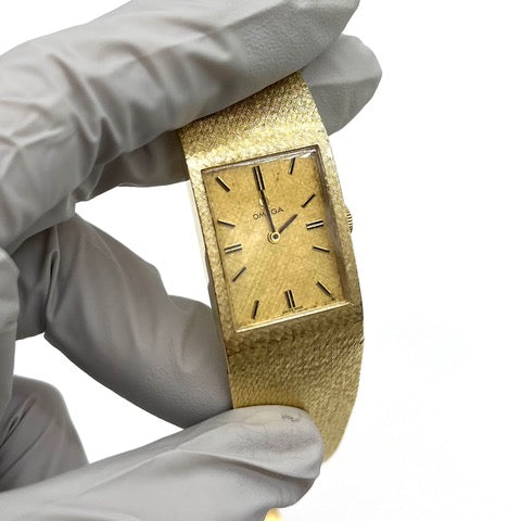 Vintage 14K Gold OMEGA Wristwatch Mesh Watch Swiss Mechanical Movement