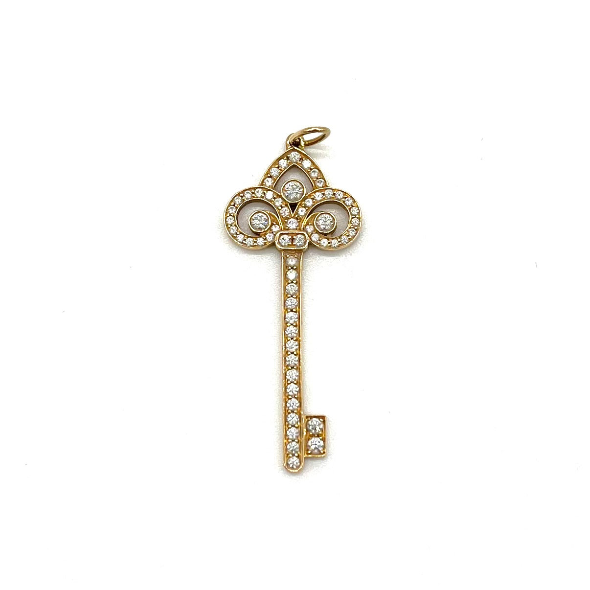 Tiffany Keys Fleur de Lis Key Pendant Yellow Gold Large