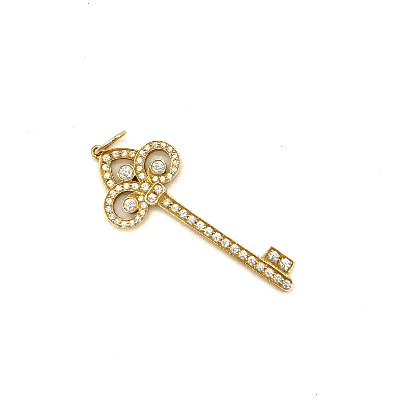 Tiffany Keys Fleur de Lis Key Pendant Yellow Gold Large