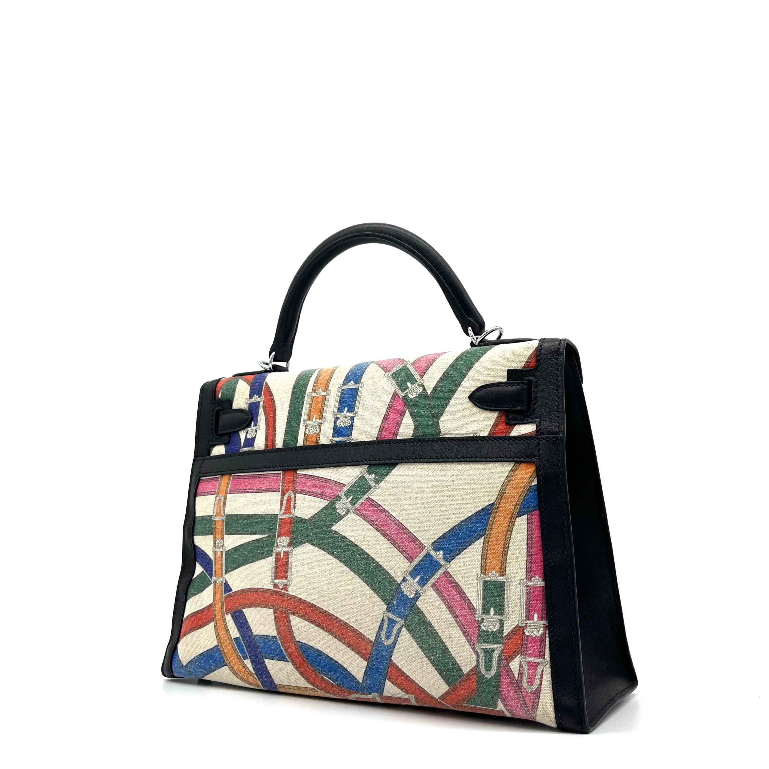 [Limited Edition] Hermes Swift Toile De Camp Cavalcadour Kelly Sellier 32 Black