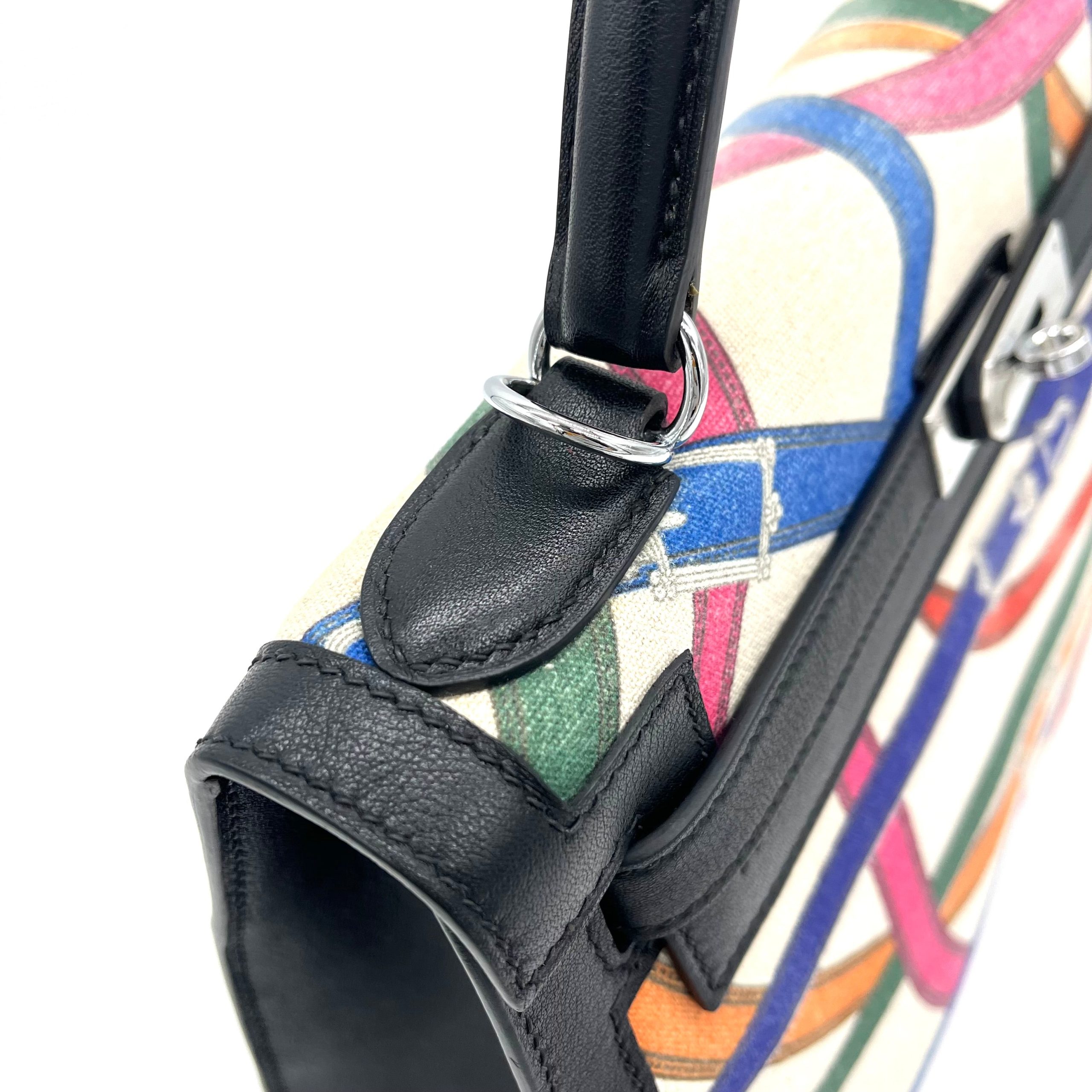 [Limited Edition] Hermes Swift Toile De Camp Cavalcadour Kelly Sellier 32 Black