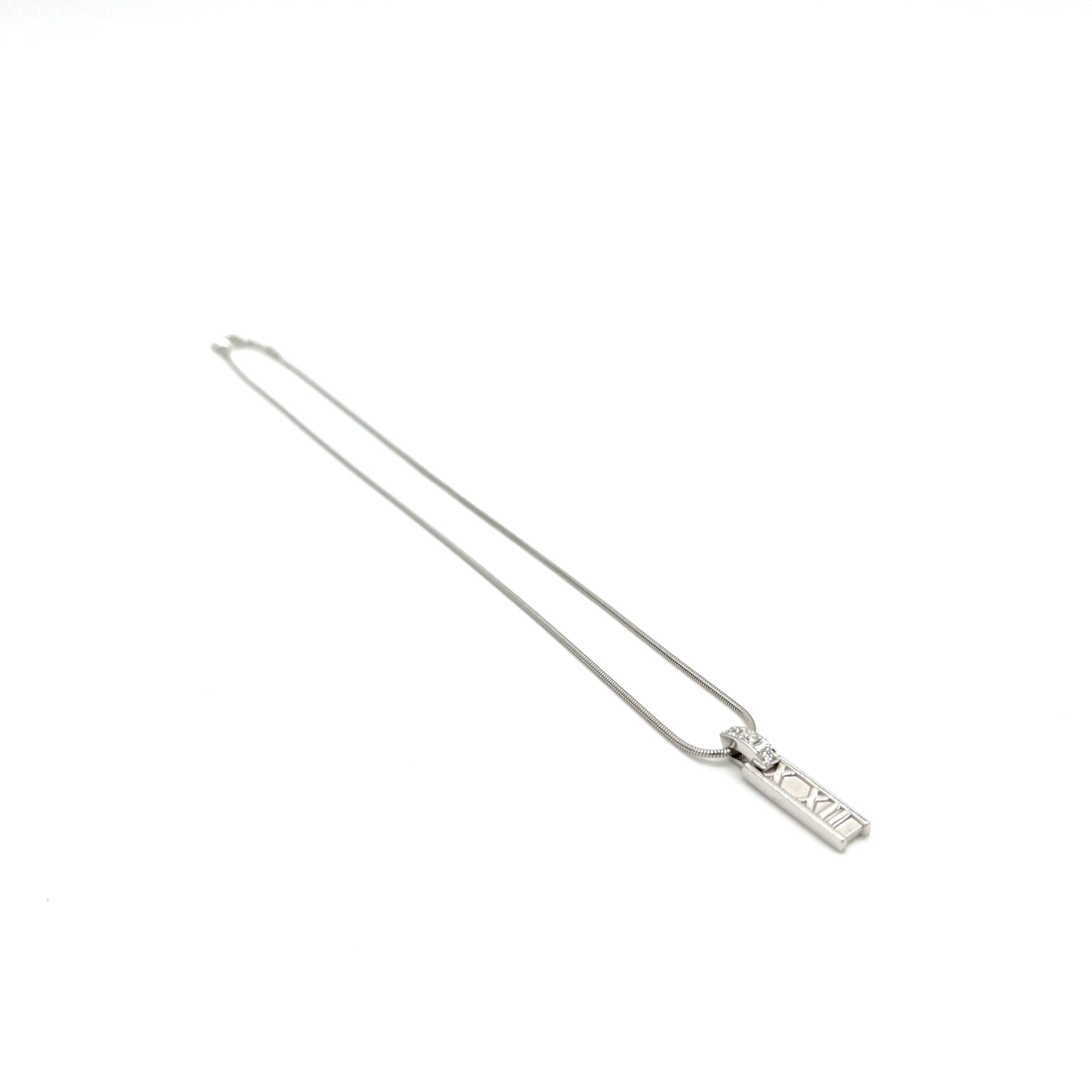 Tiffany & Co Vintage 18K Diamond Atlas Bar Pendant Necklace