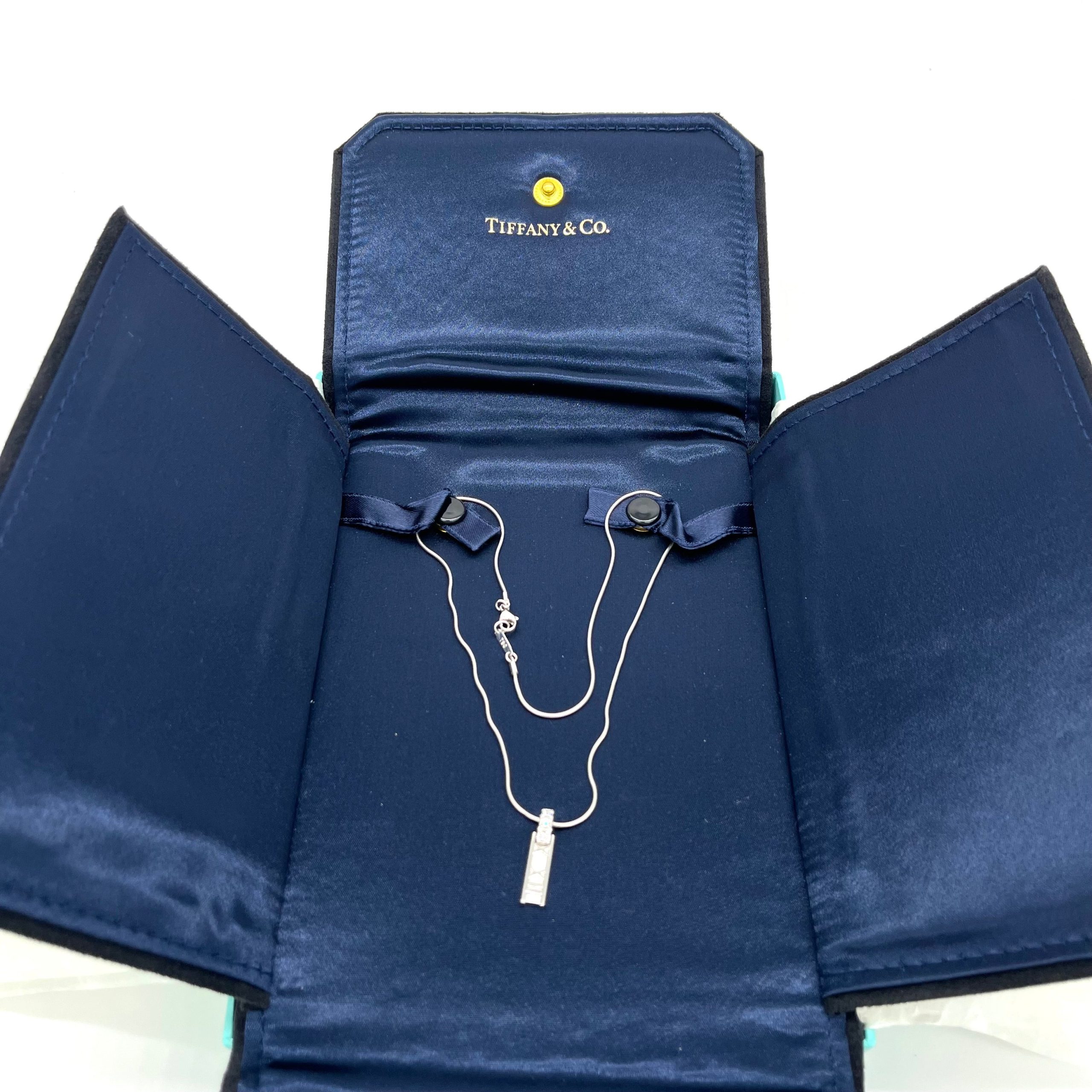 Tiffany & Co Vintage 18K Diamond Atlas Bar Pendant Necklace