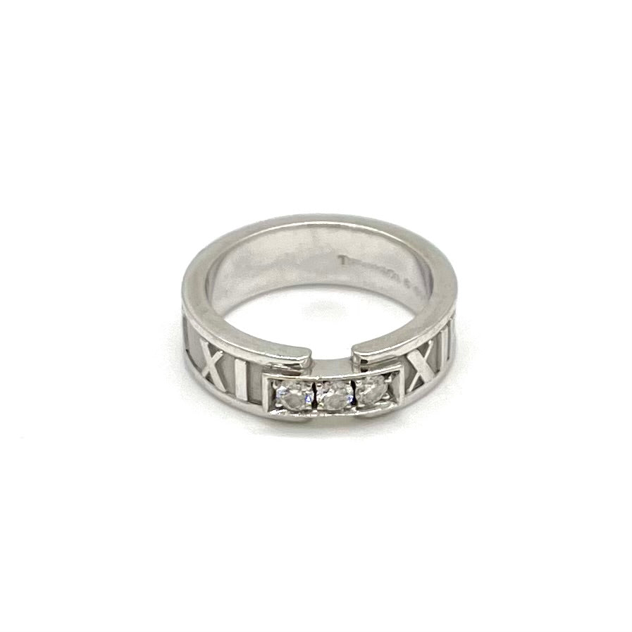 Tiffany & Co Atlas Diamond Ring 18Kt White Gold 0.15Ct Size 6