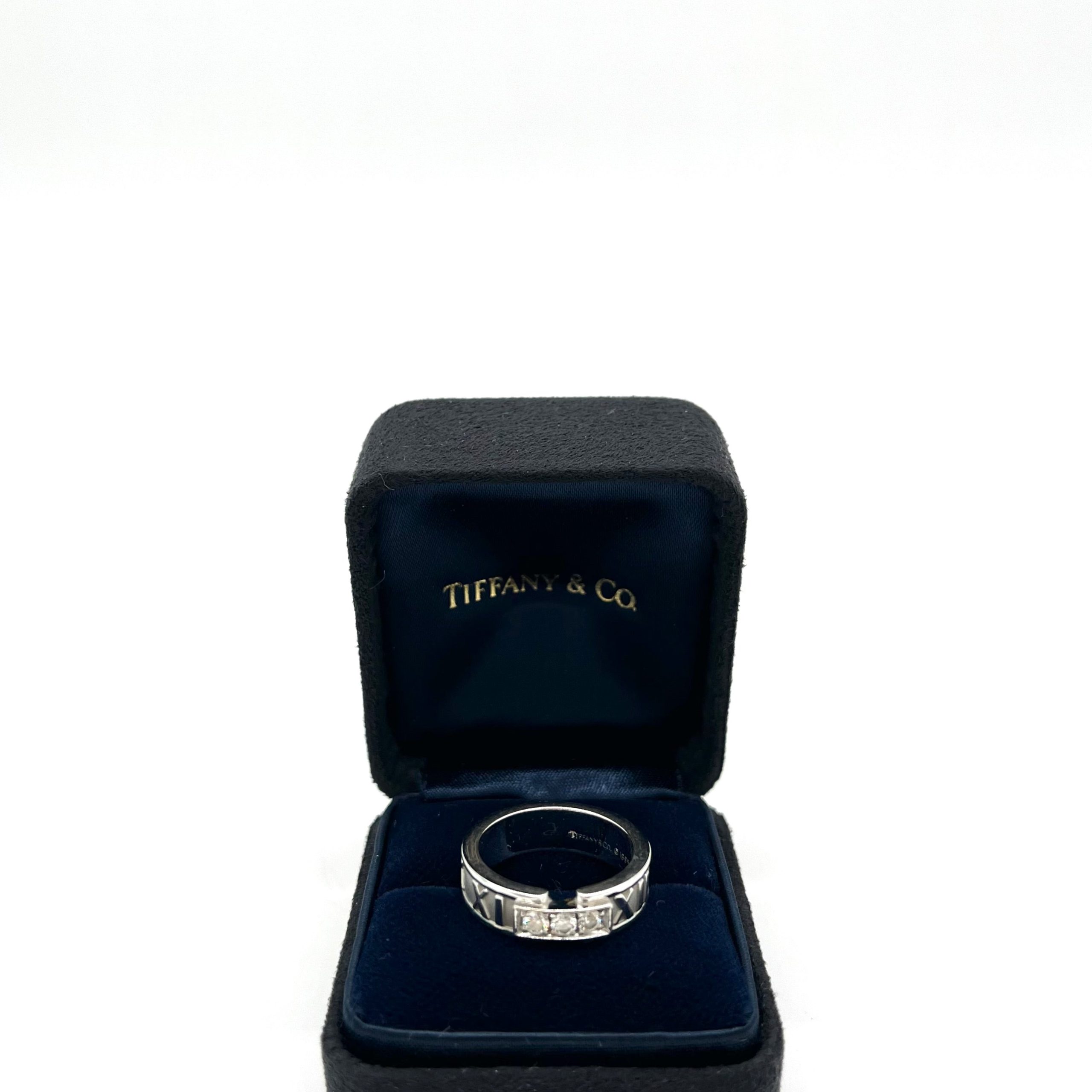 Tiffany & Co Atlas Diamond Ring 18Kt White Gold 0.15Ct Size 6