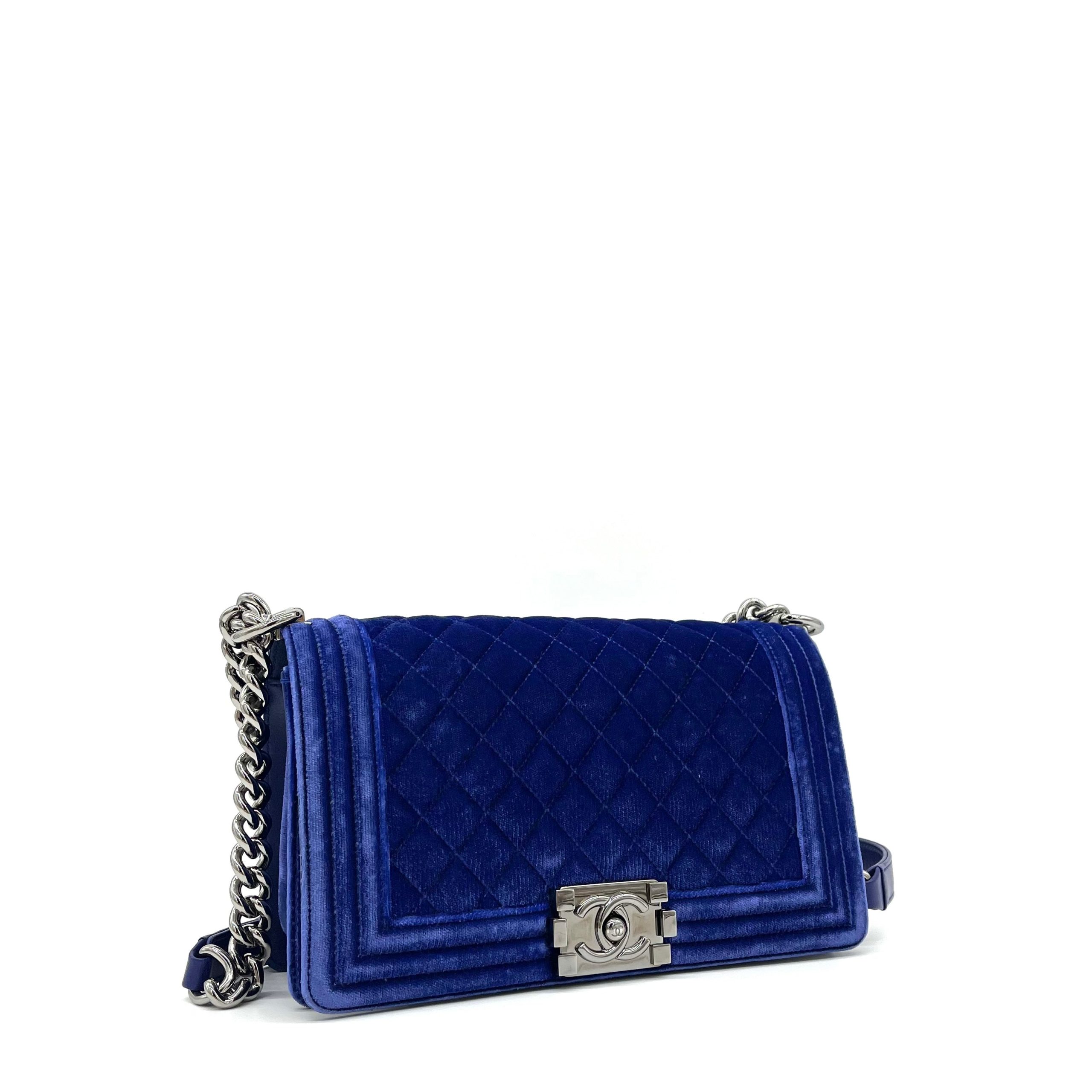 Chanel Medium Quilted Velvet Boy Flap Crossbody Bag 2015-2016