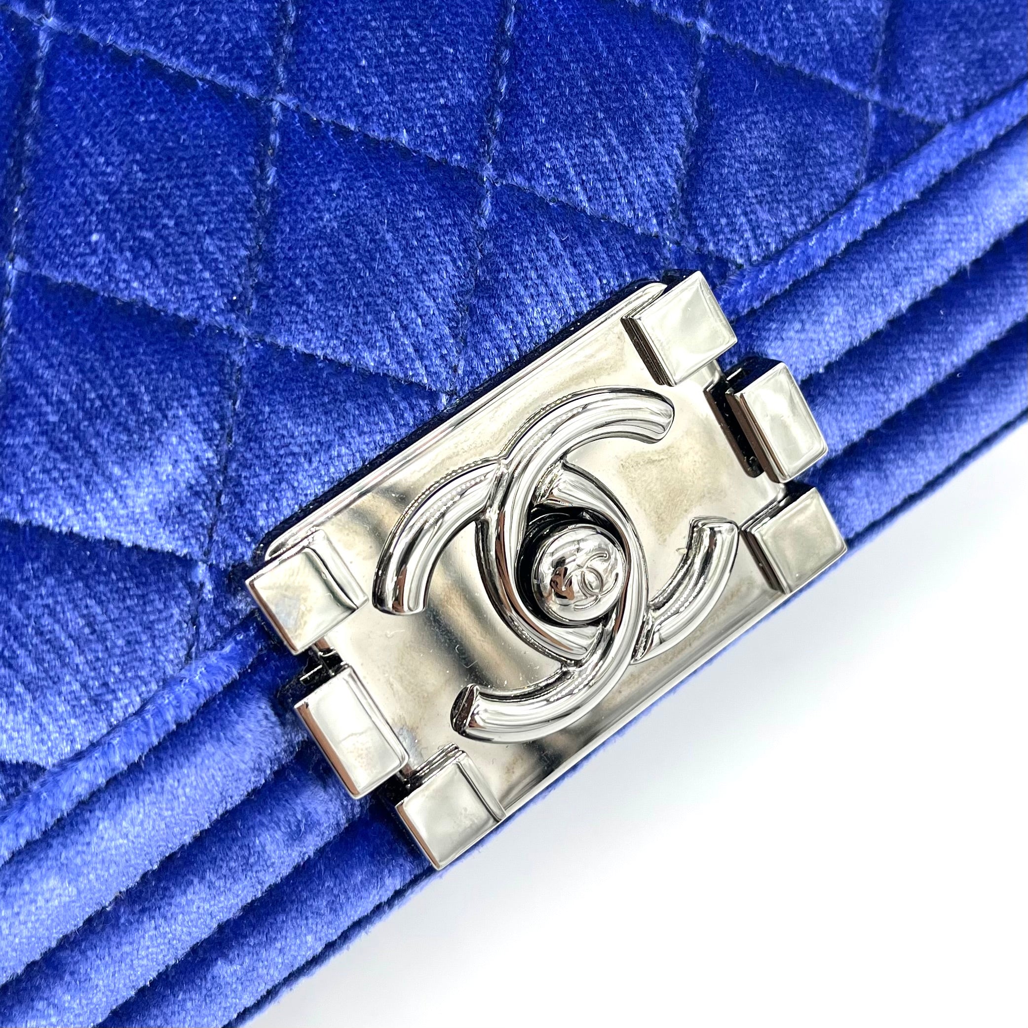 Chanel Medium Quilted Velvet Boy Flap Crossbody Bag 2015-2016