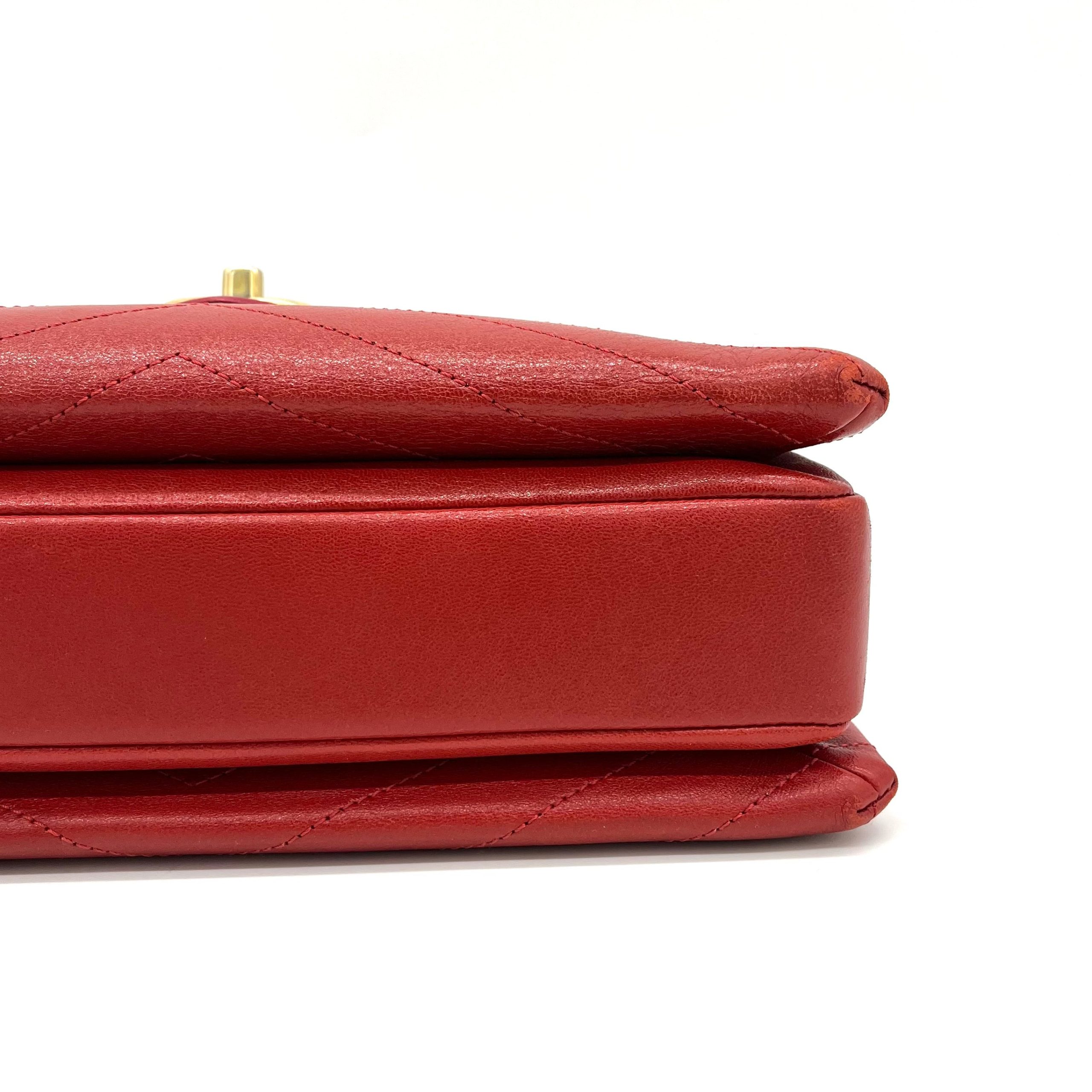 Chanel Lambskin Chevron Stitched Medium Envelope Flap Red 2018-2019