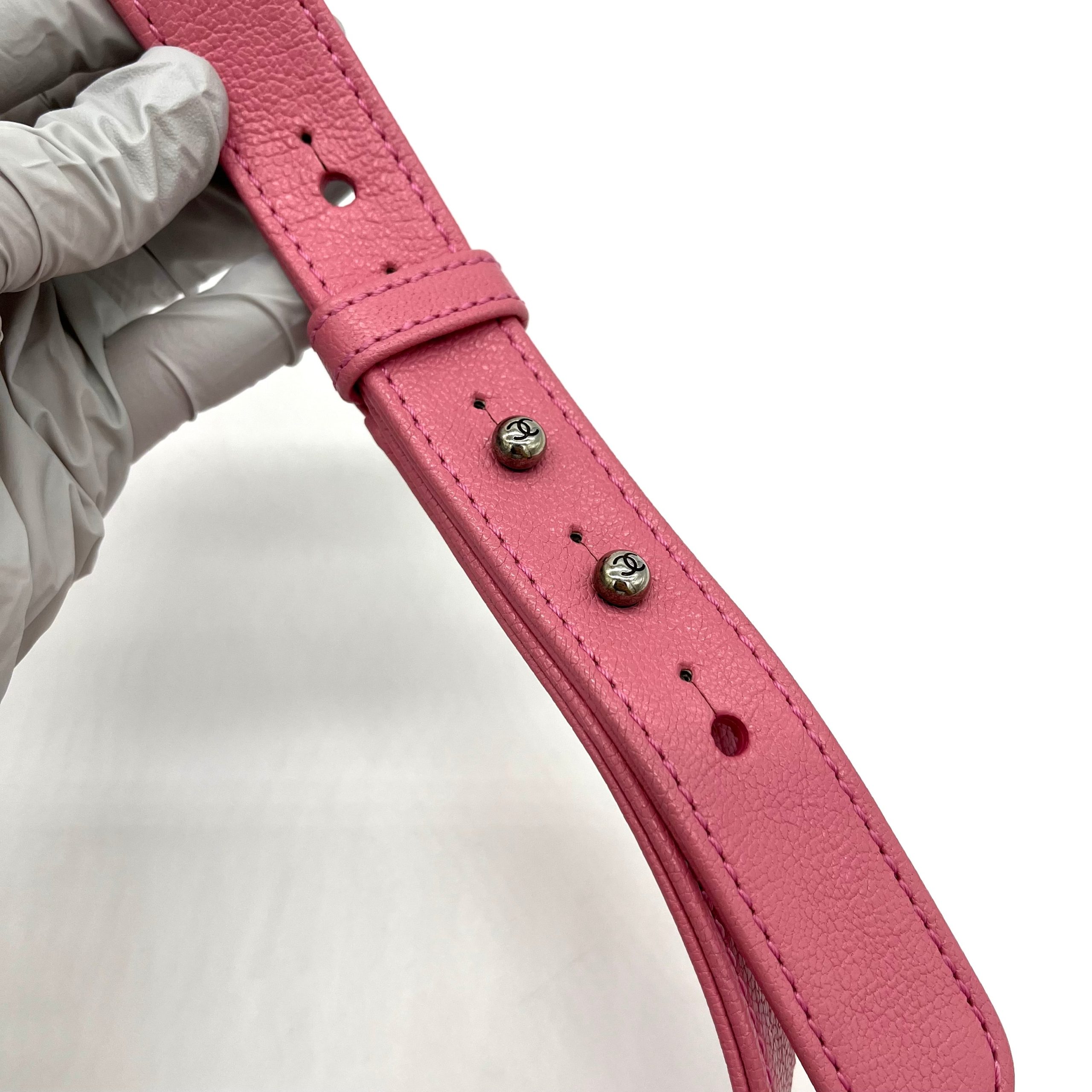 Chanel Shiny Goatskin Quilted Small Double Carry Waist Chain Flap Pink 2016-2017