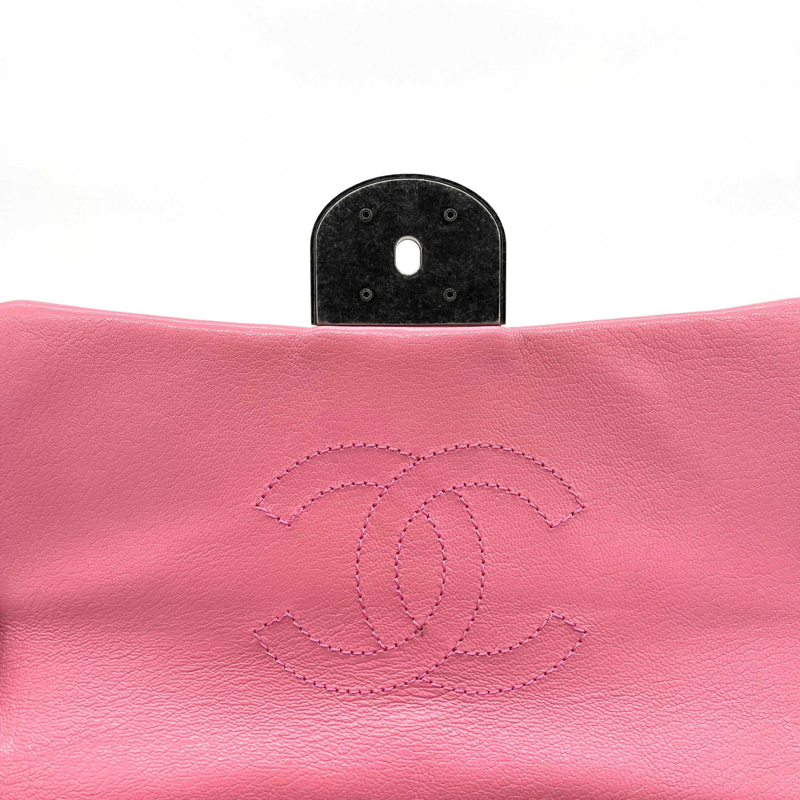 Chanel Shiny Goatskin Quilted Small Double Carry Waist Chain Flap Pink 2016-2017