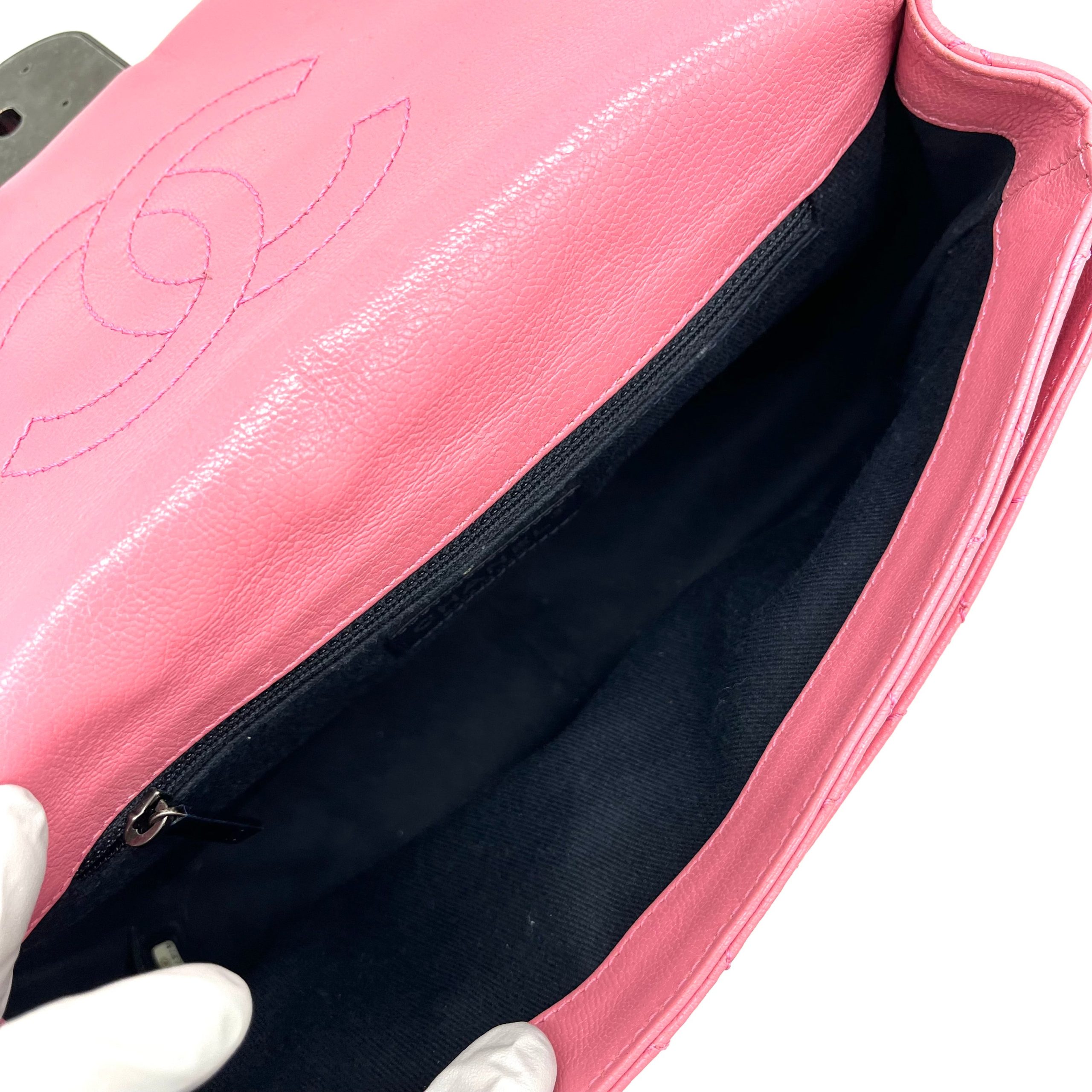 Chanel Shiny Goatskin Quilted Small Double Carry Waist Chain Flap Pink 2016-2017