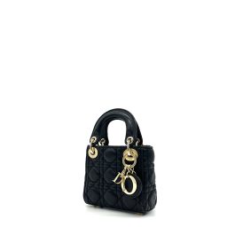 Mini Christian Dior Lambskin Cannage Micro Lady Dior Black