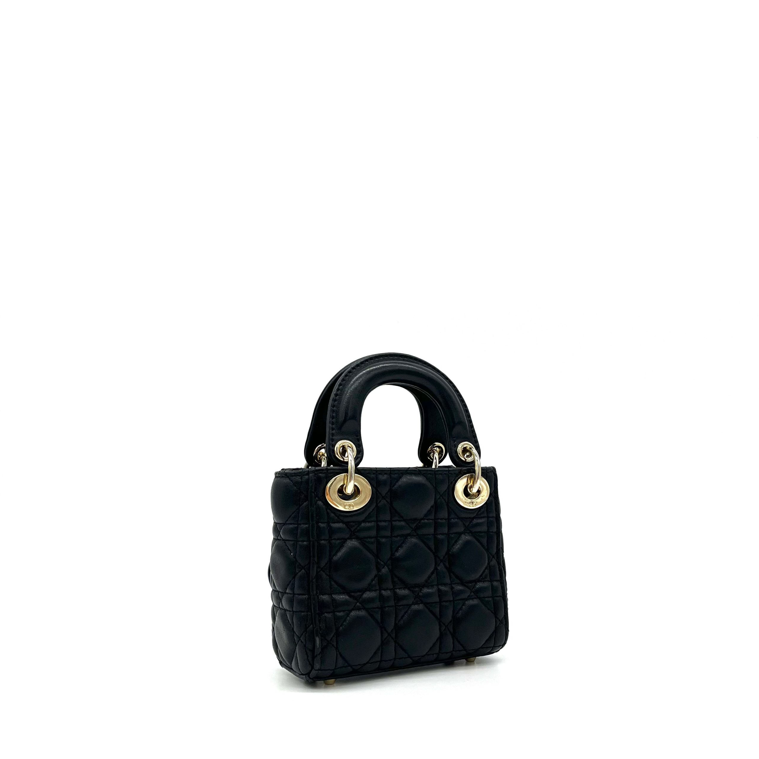 Mini Christian Dior Lambskin Cannage Micro Lady Dior Black